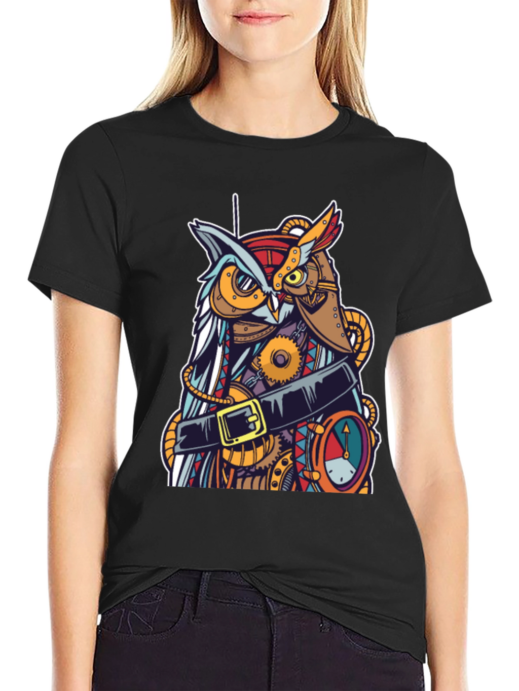 Steampunk Owl Graphic T-Shirt - Unique Design