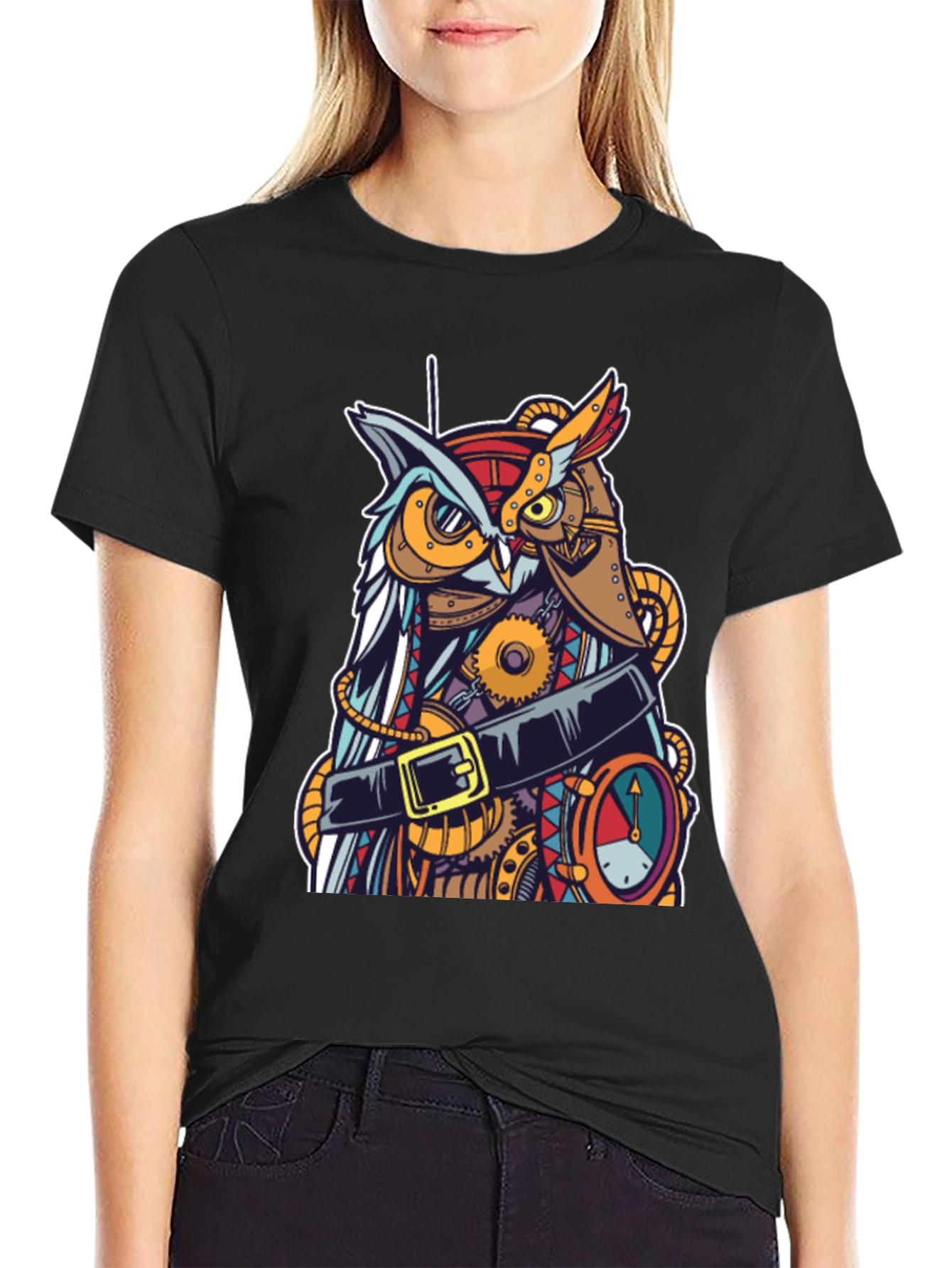 Steampunk Owl Graphic T-Shirt - Unique Design
