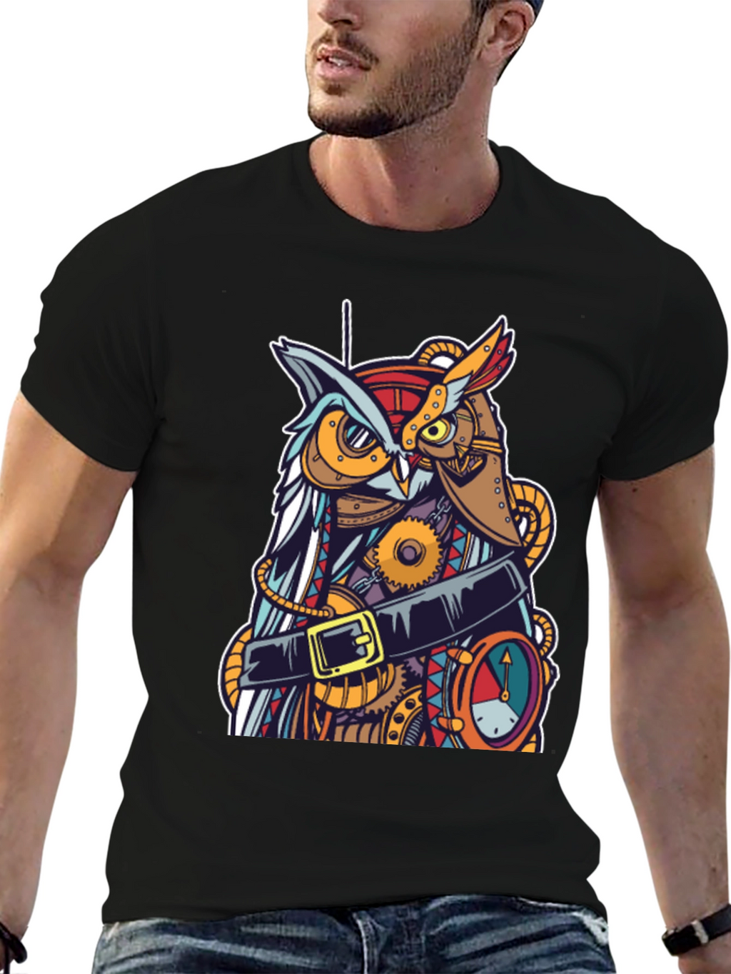Steampunk Owl Graphic T-Shirt - Unique Design