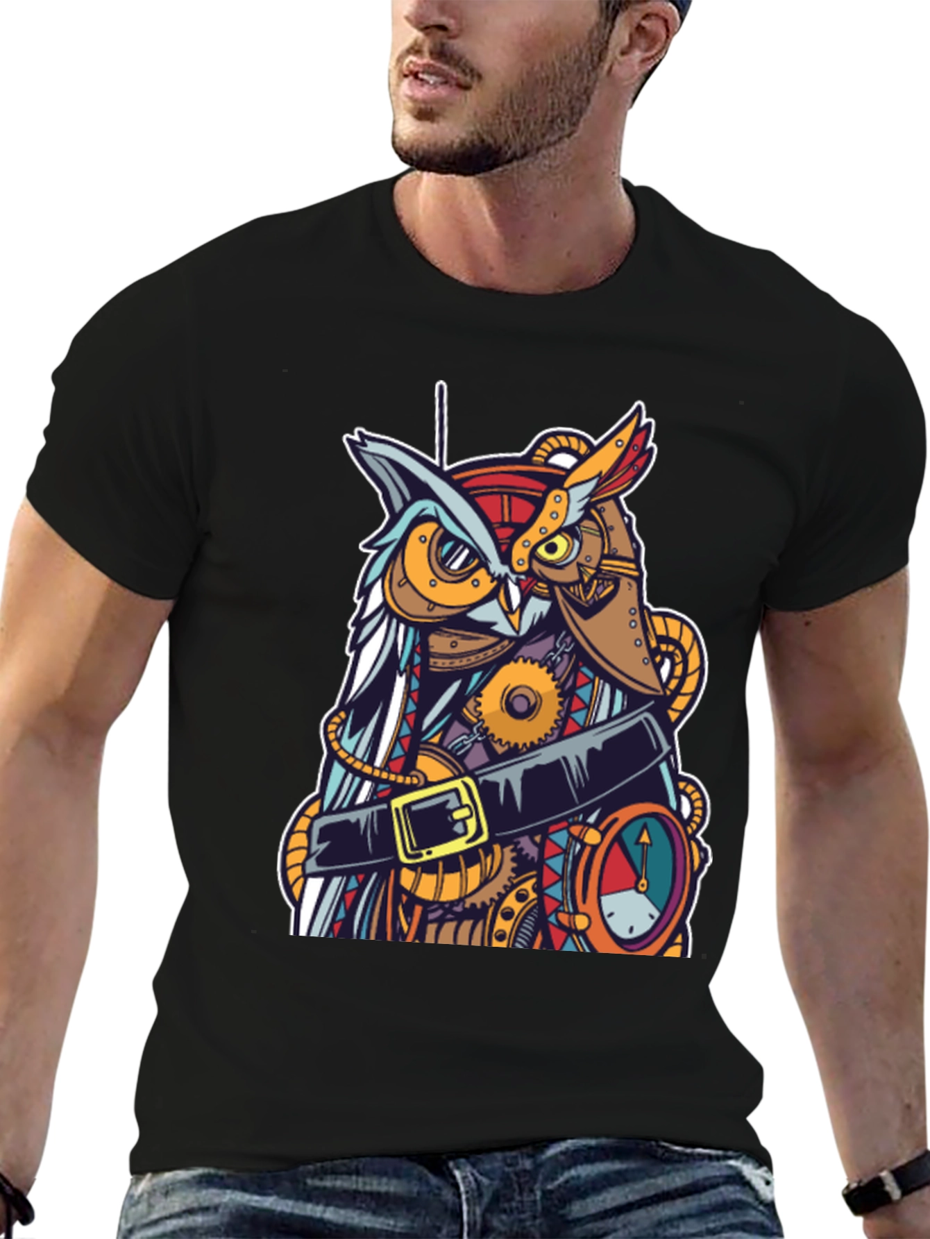 Steampunk Owl Graphic T-Shirt - Unique Design