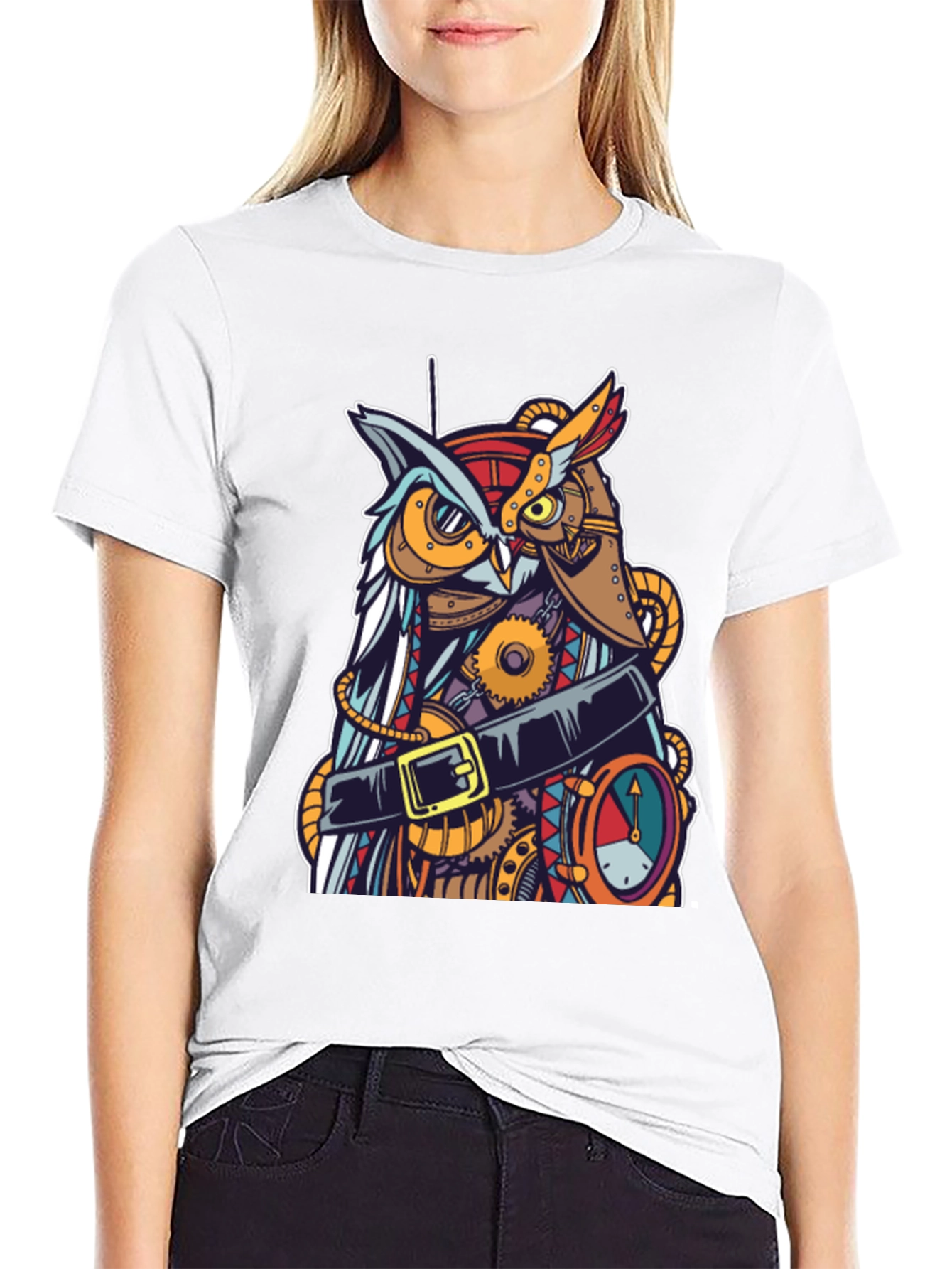 Steampunk Owl Graphic T-Shirt - Unique Design