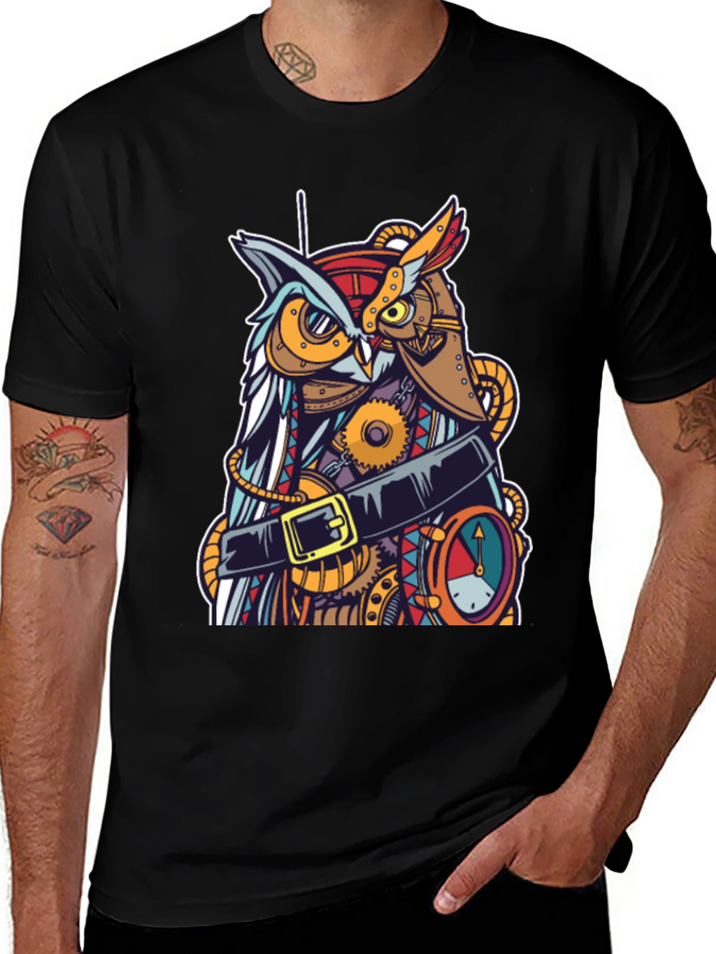 Steampunk Owl Graphic T-Shirt - Unique Design