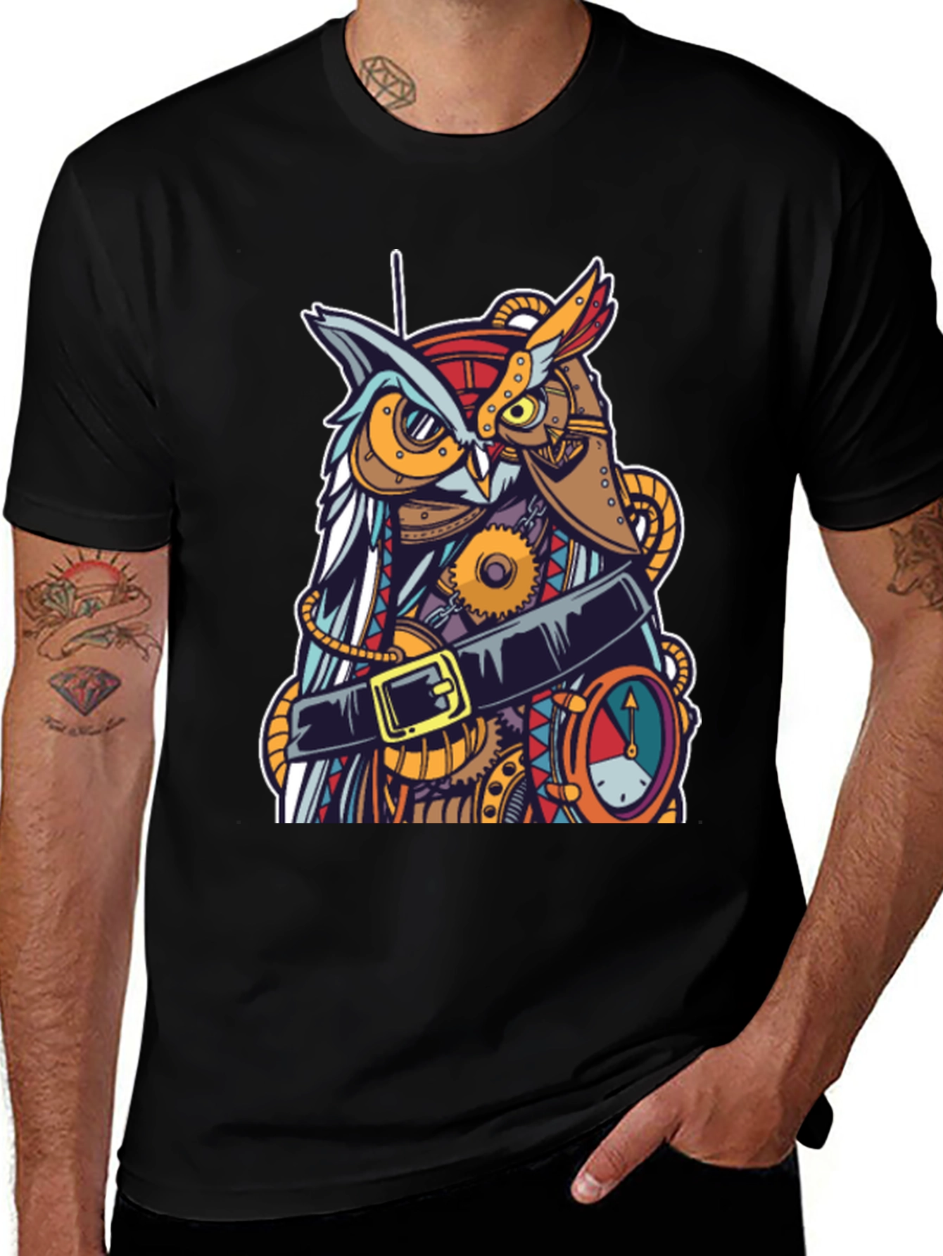Steampunk Owl Graphic T-Shirt - Unique Design