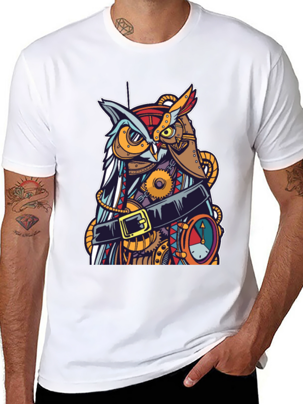 Steampunk Owl Graphic T-Shirt - Unique Design