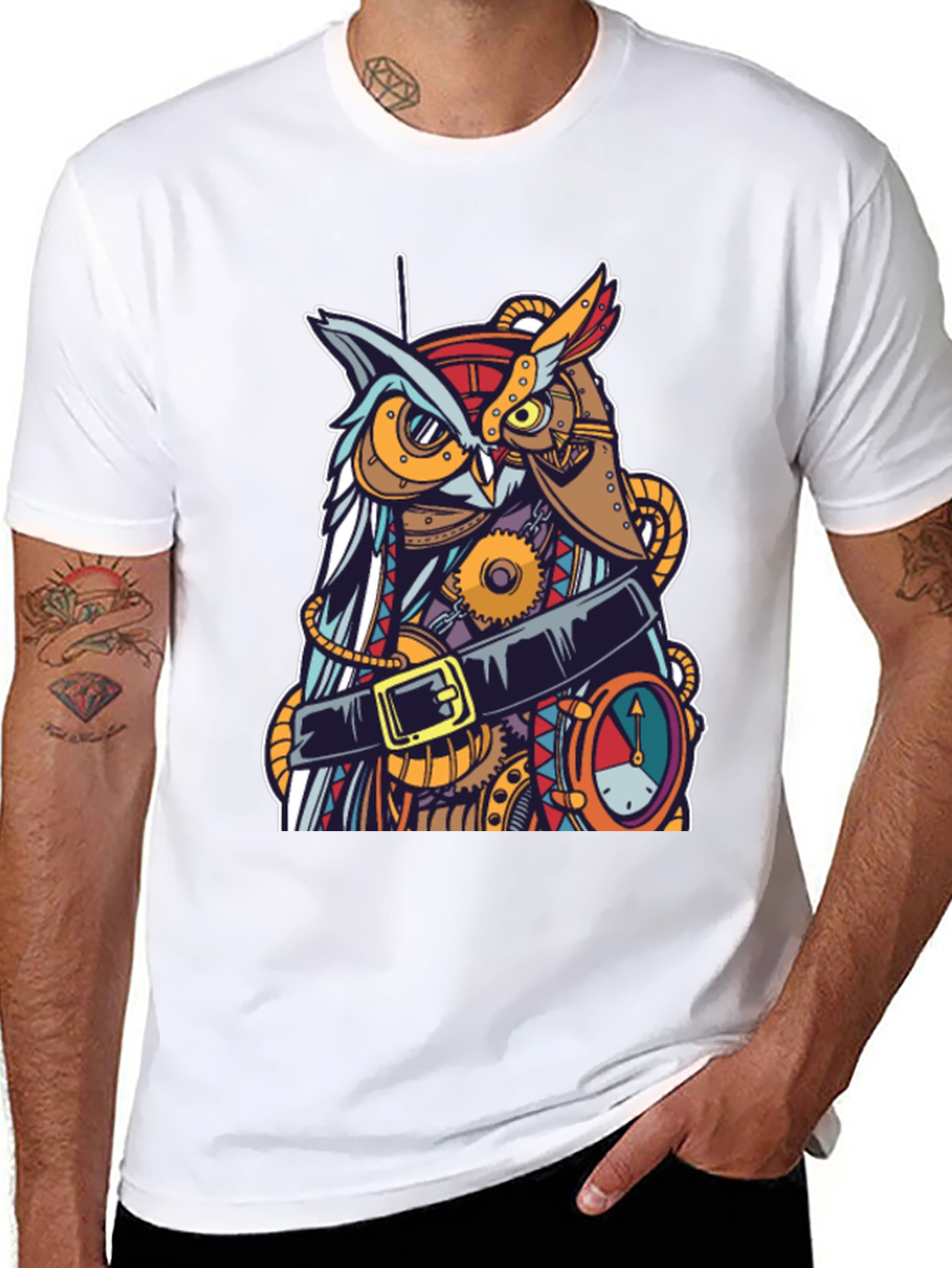 Steampunk Owl Graphic T-Shirt - Unique Design