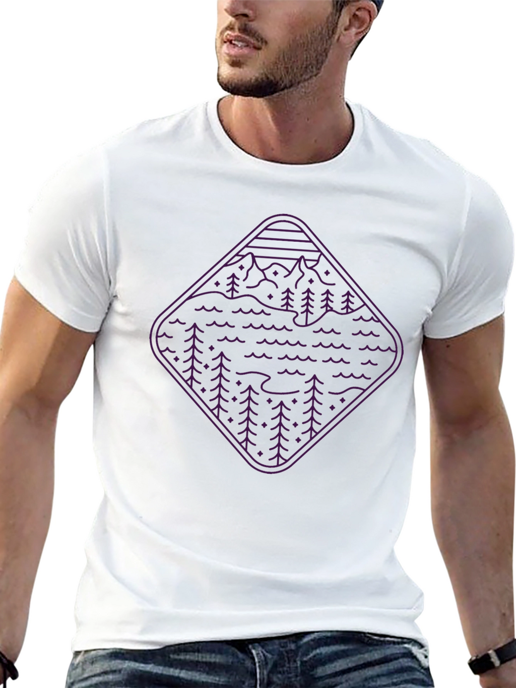 Nature Graphic Tee - Mountain & Forest Design