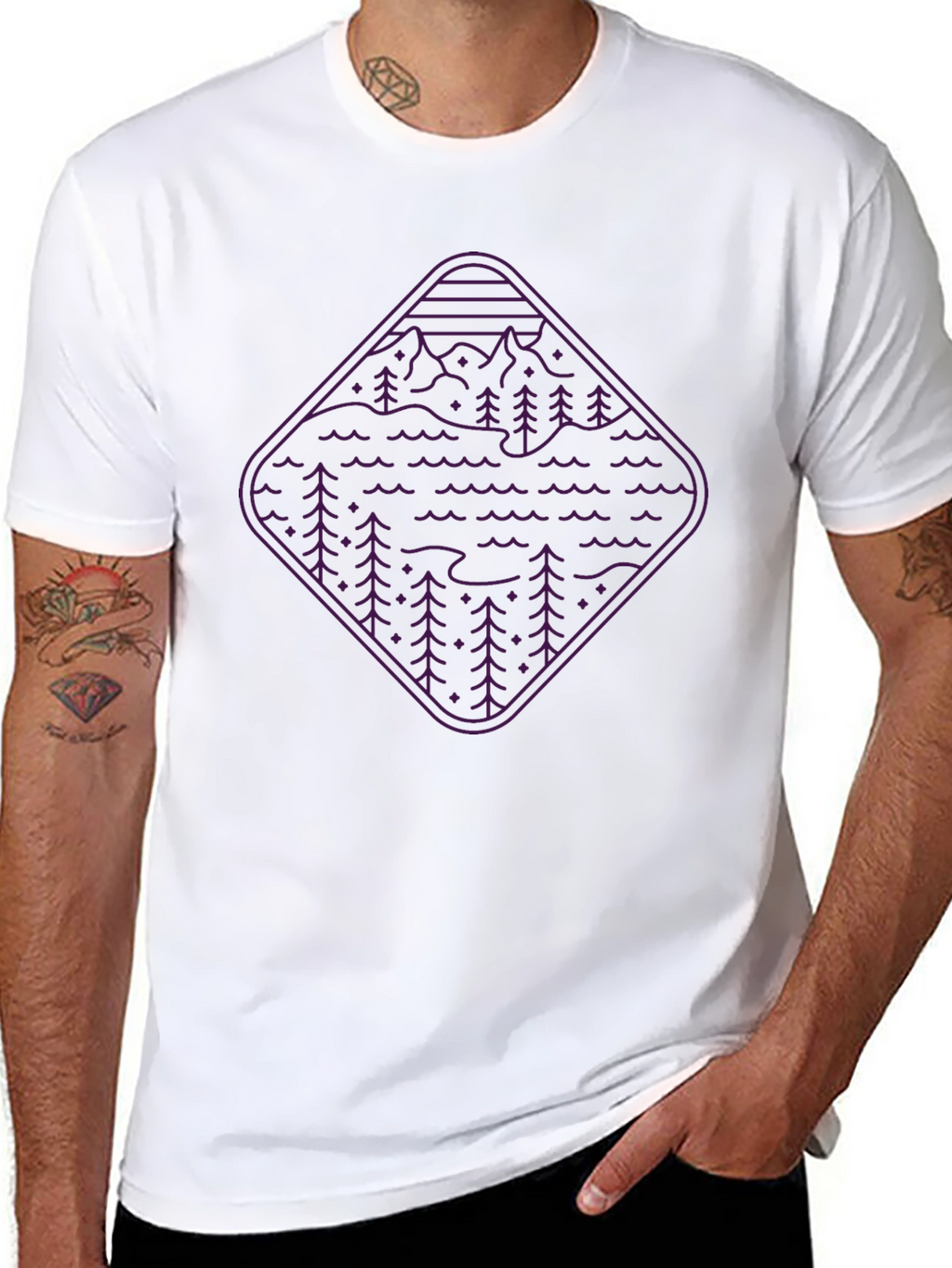 Nature Graphic Tee - Mountain & Forest Design