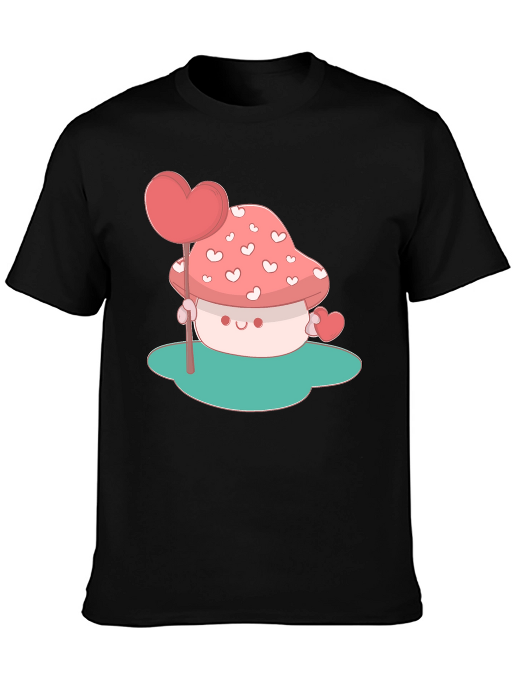 Heart Mushroom Graphic Tee - Cute & Unique