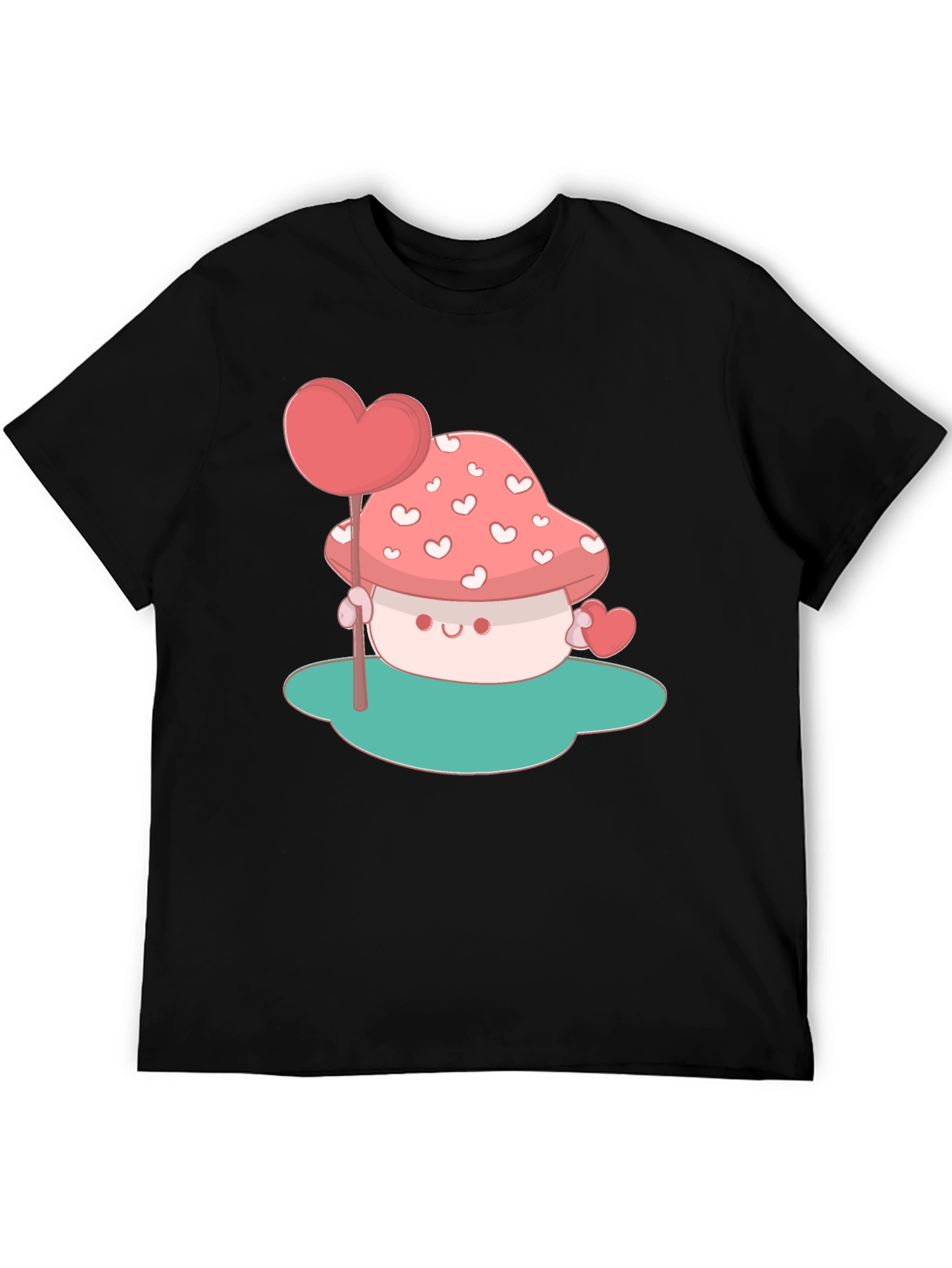 Heart Mushroom Graphic Tee - Cute & Unique
