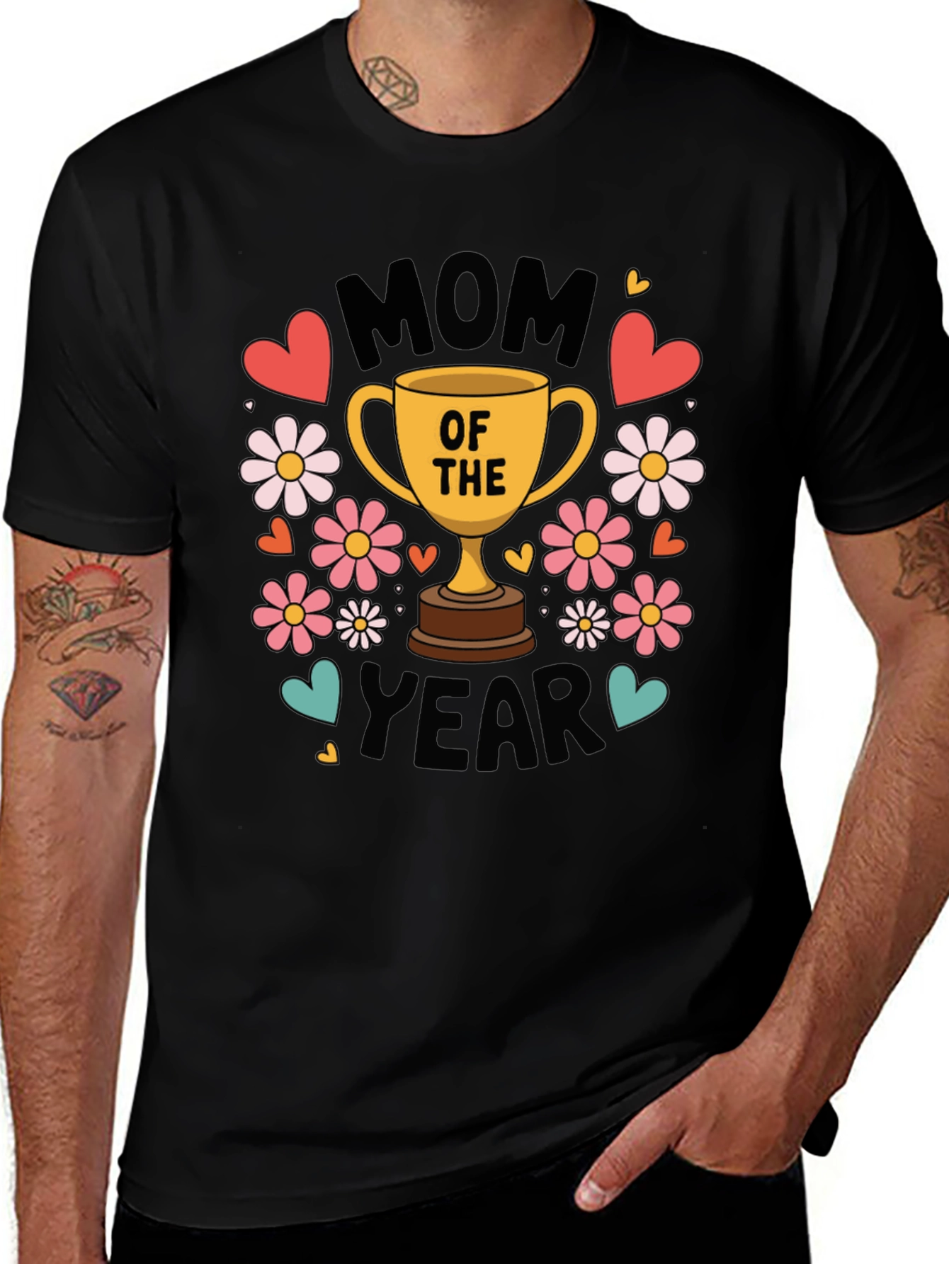 Mom of the Year Graphic T-Shirt - Black