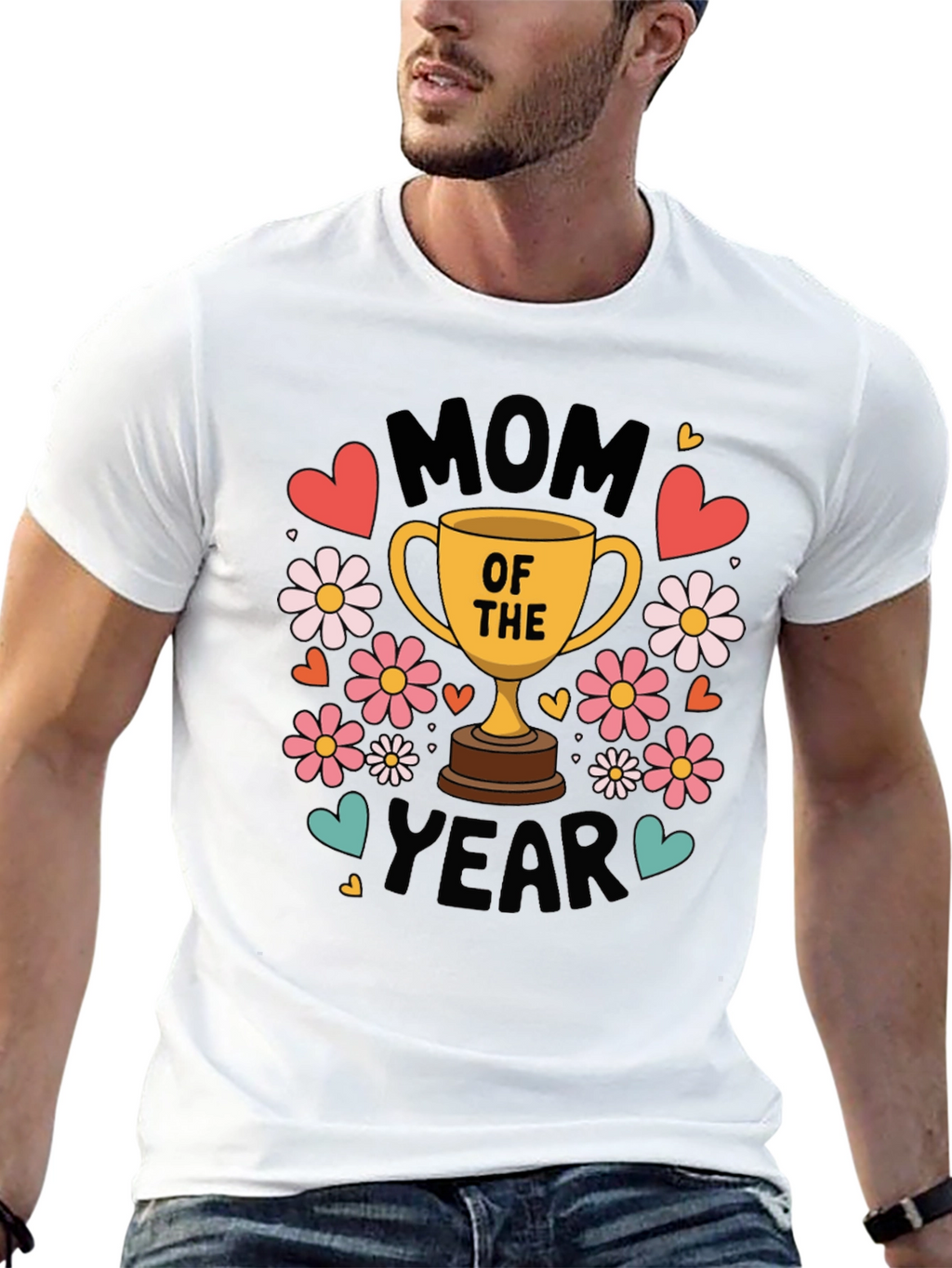 Mom of the Year Graphic T-Shirt - Black