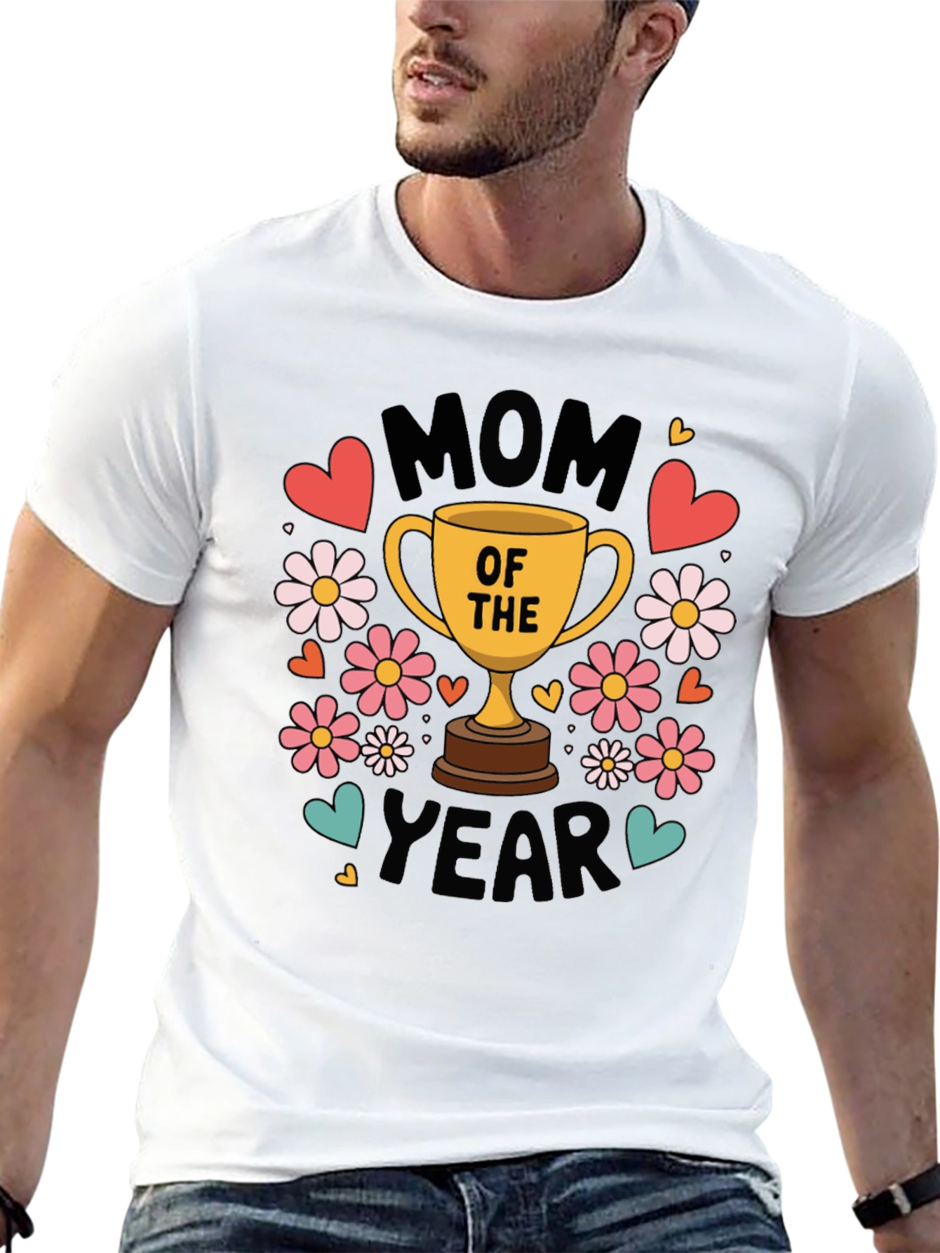 Mom of the Year Graphic T-Shirt - Black