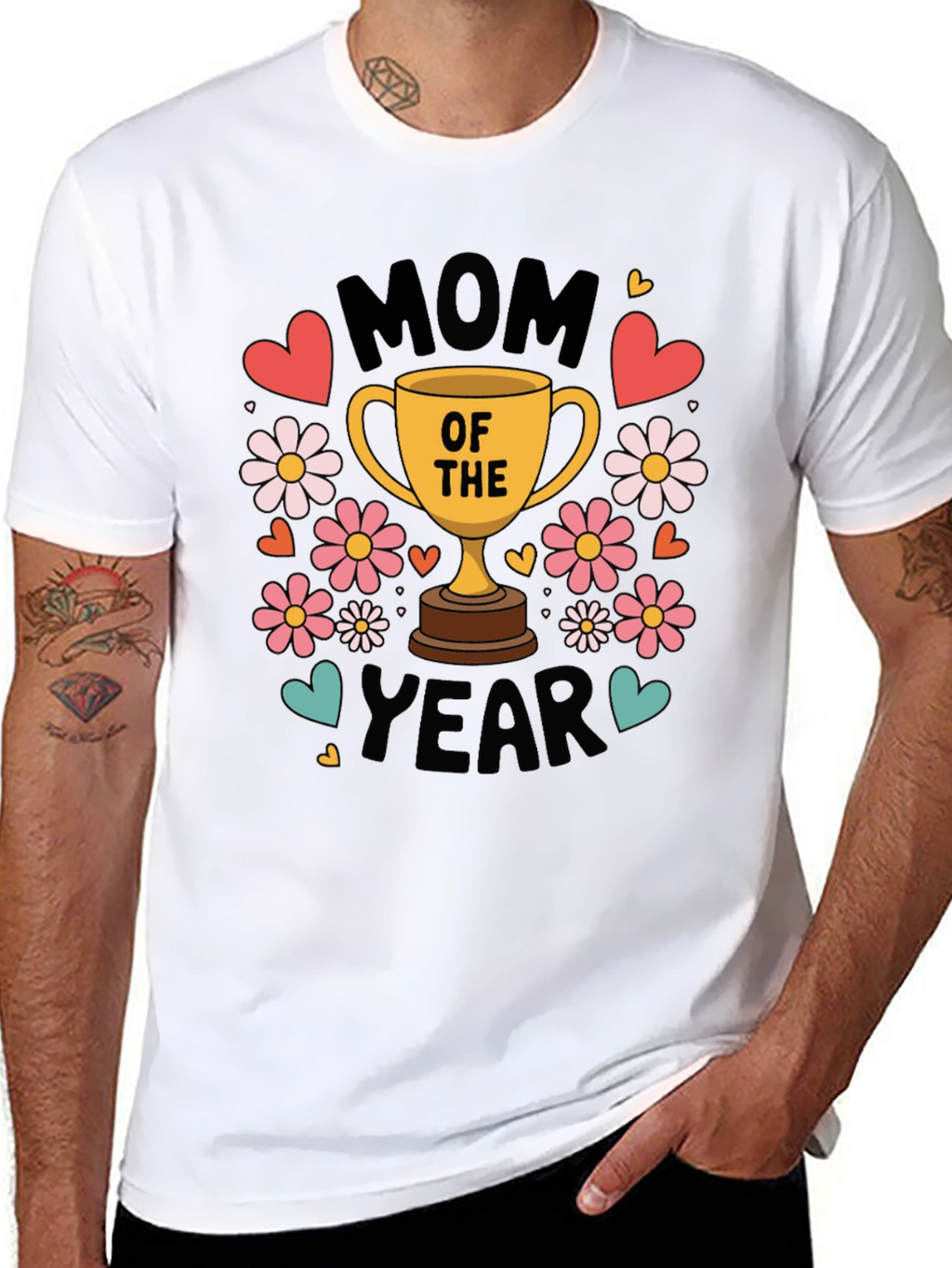 Mom of the Year Graphic T-Shirt - Black