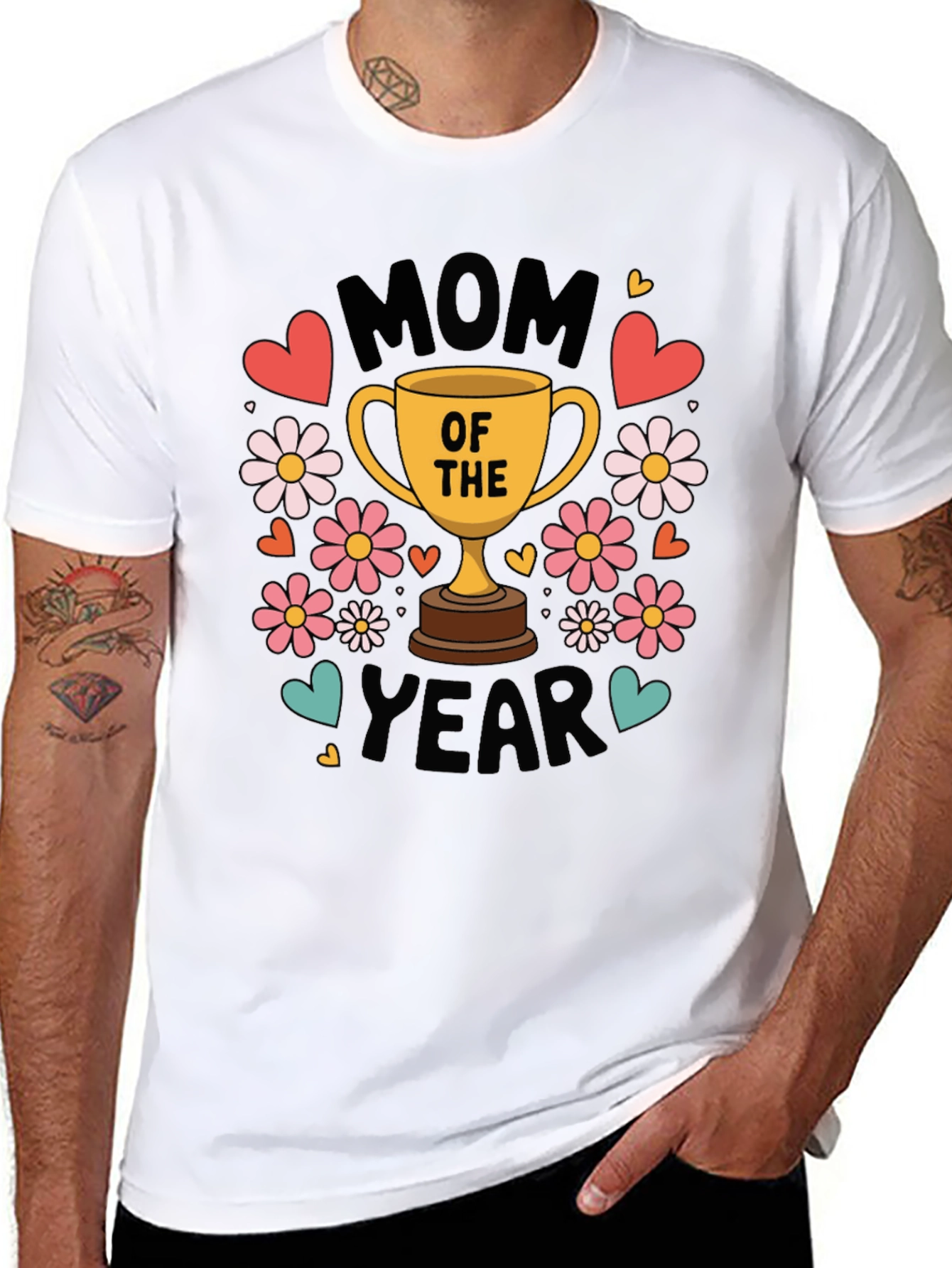 Mom of the Year Graphic T-Shirt - Black