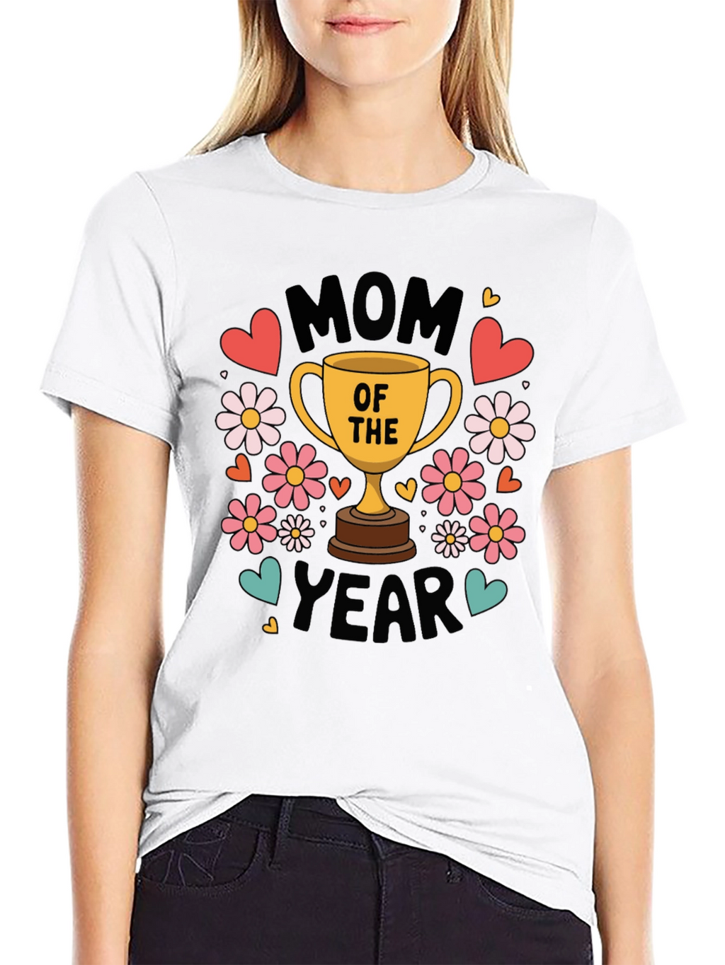 Mom of the Year Graphic T-Shirt - Black