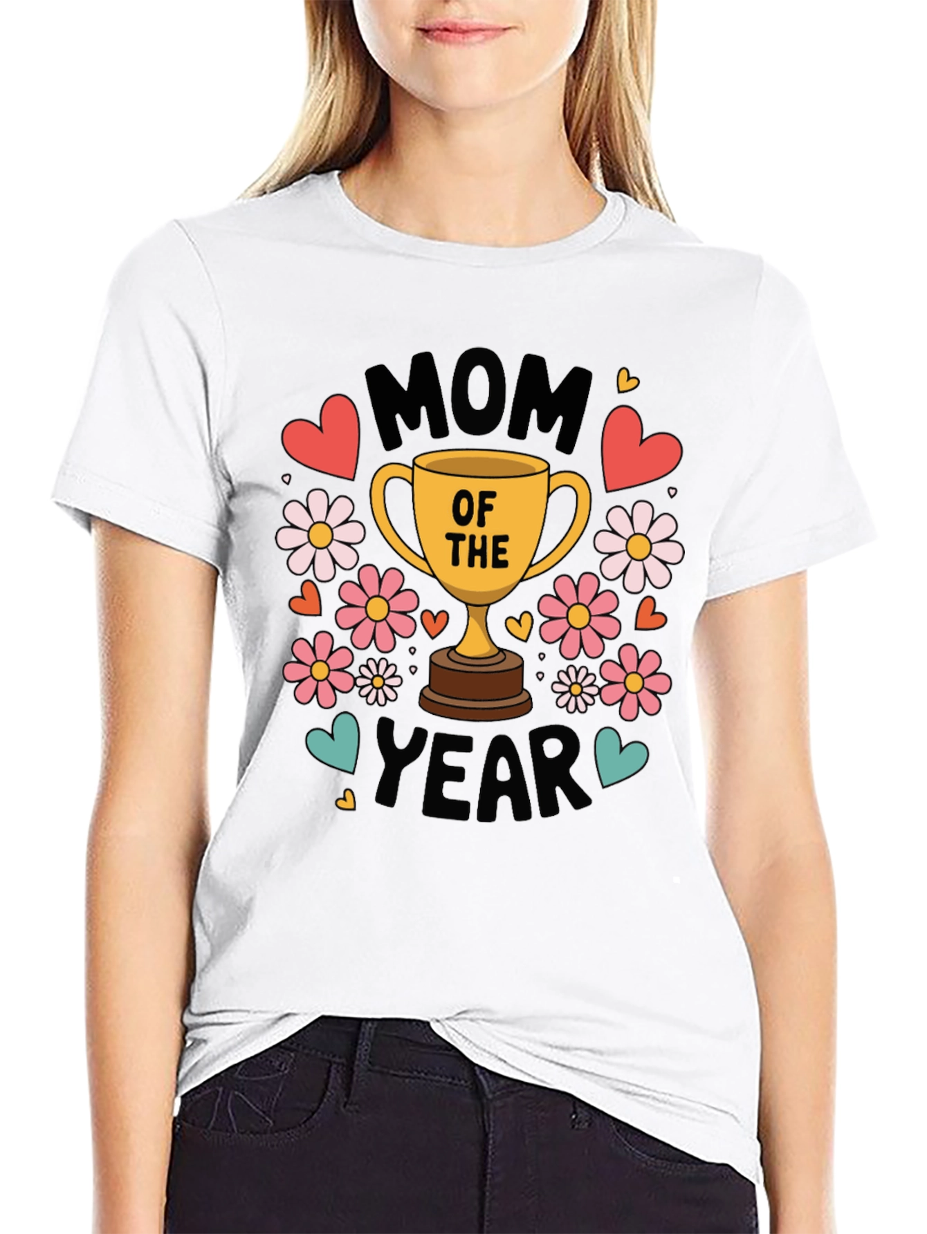 Mom of the Year Graphic T-Shirt - Black