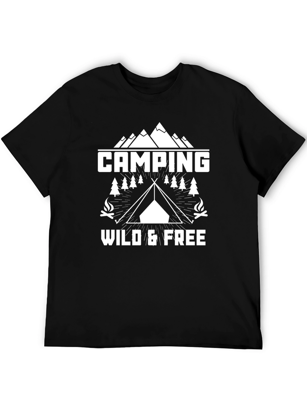 Camping Wild & Free Graphic T-Shirt - Black