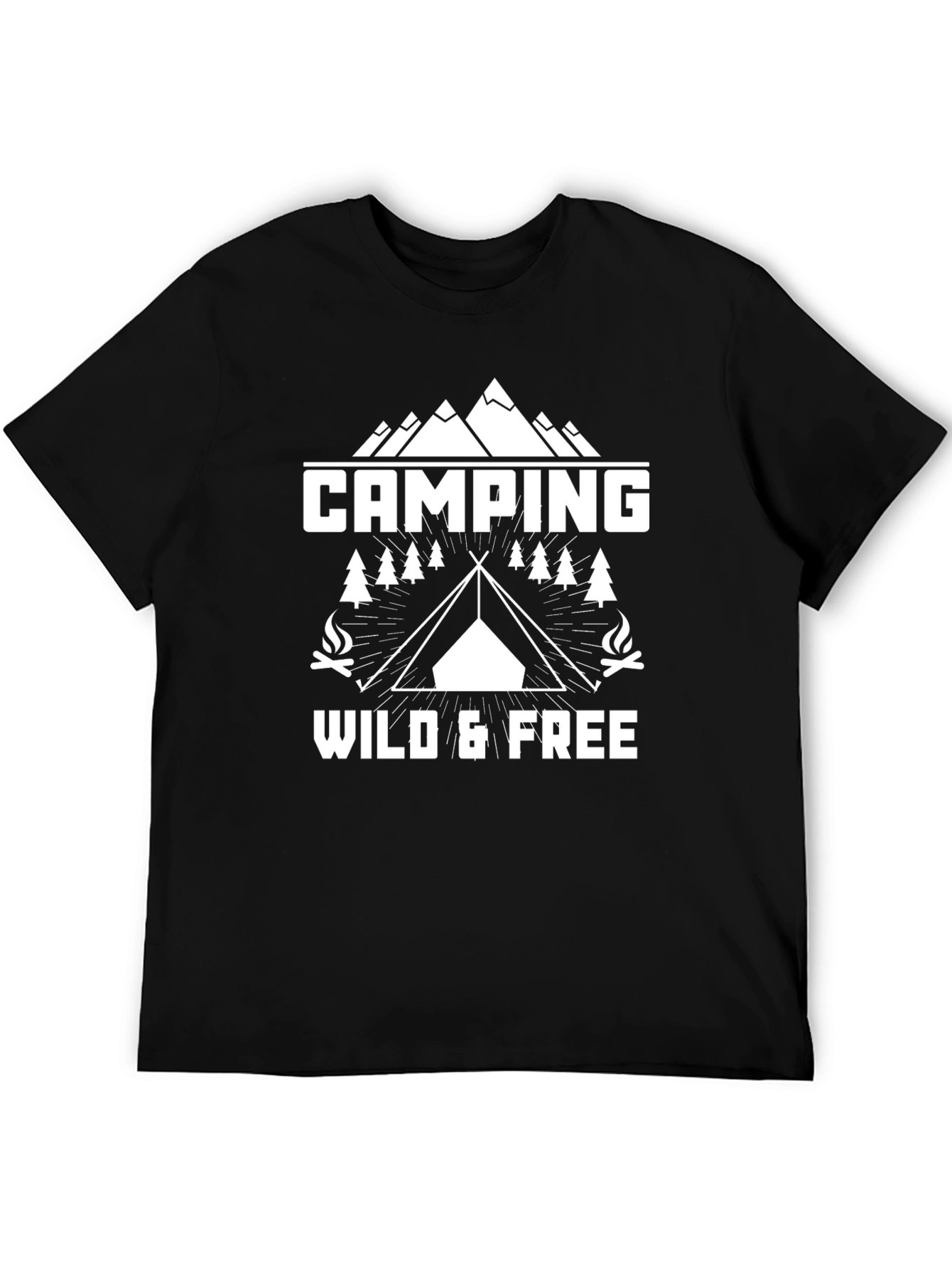 Camping Wild & Free Graphic T-Shirt - Black