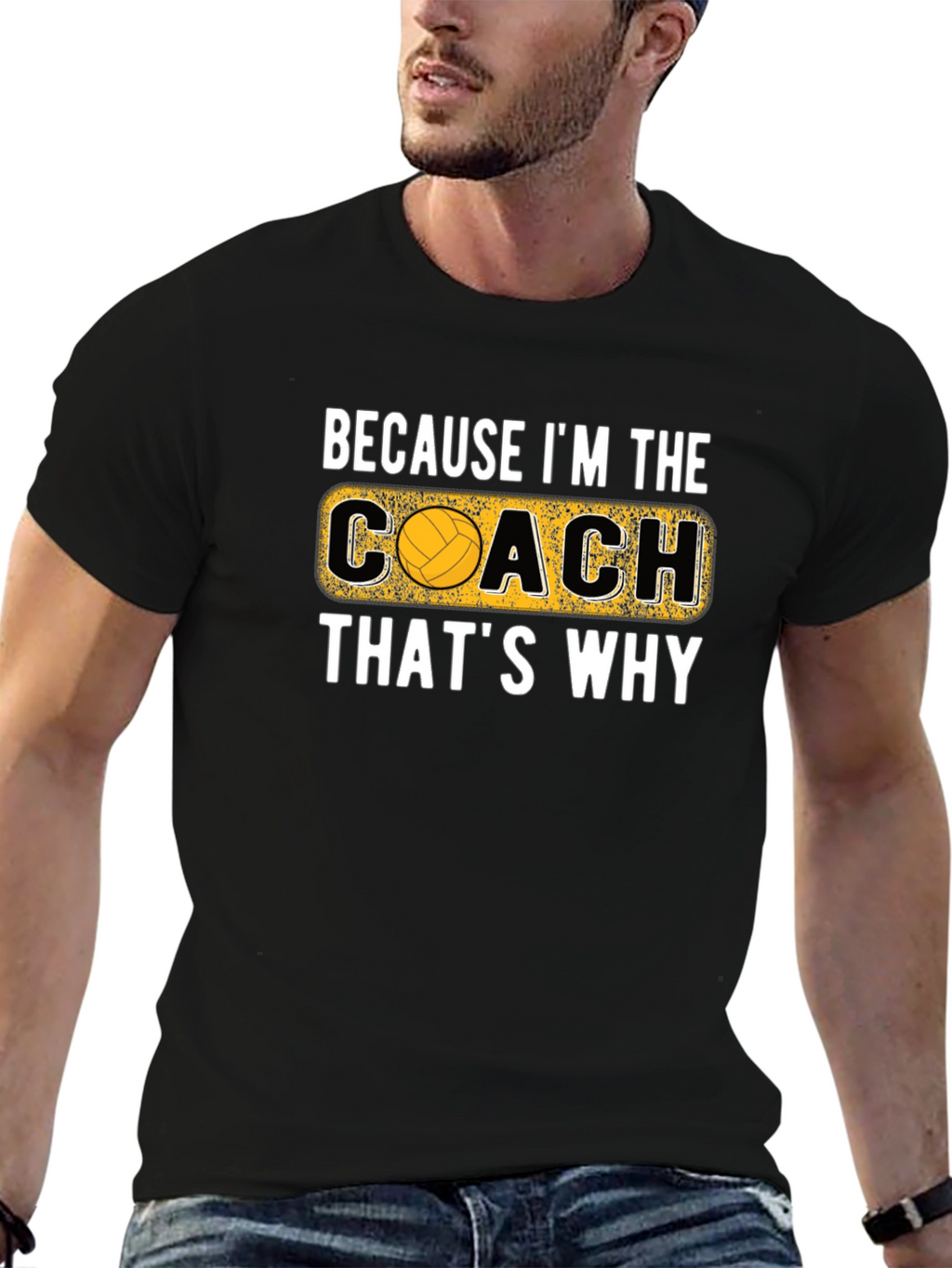 Volleyball Coach Graphic T-Shirt - Black