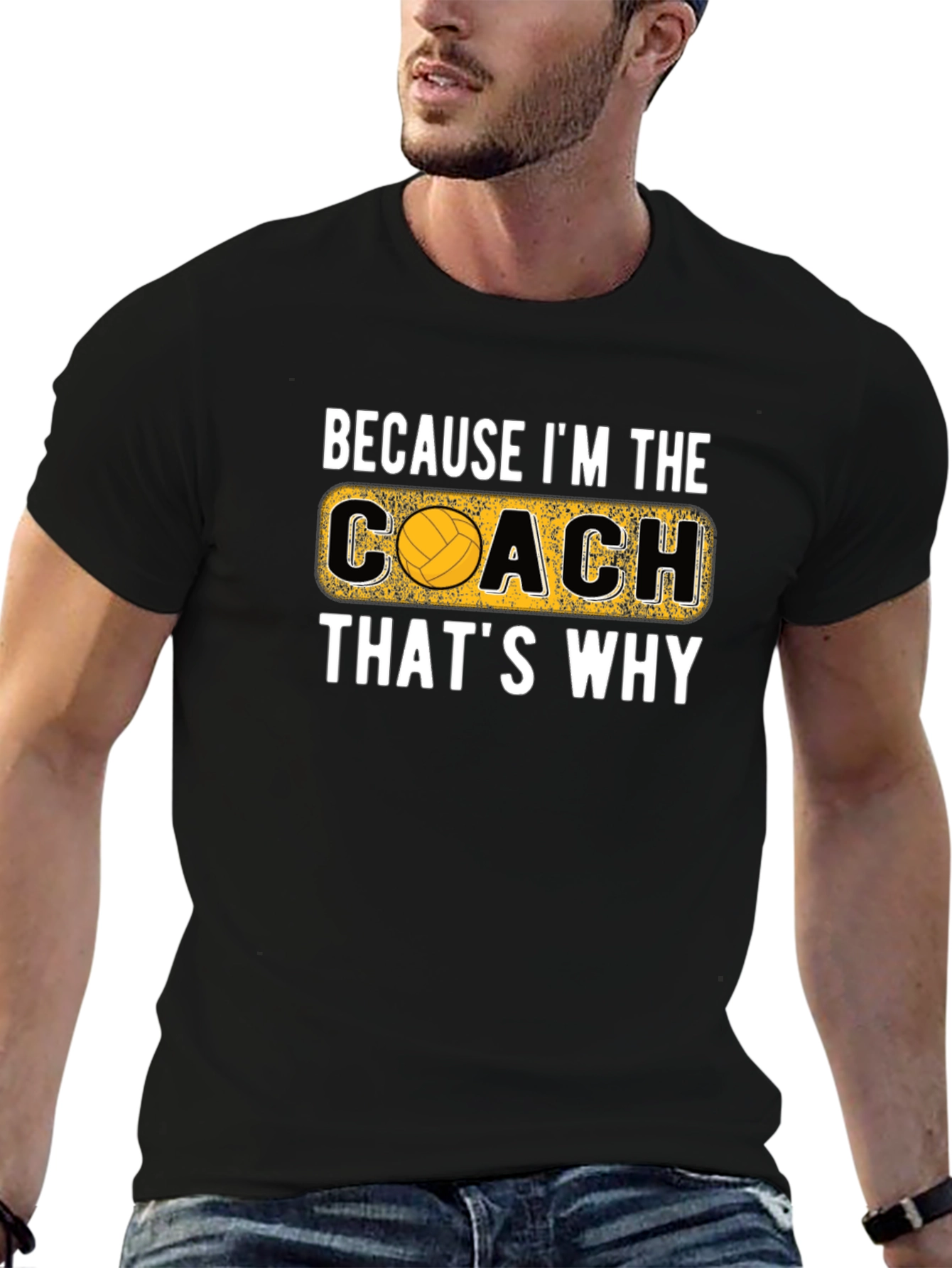 Volleyball Coach Graphic T-Shirt - Black