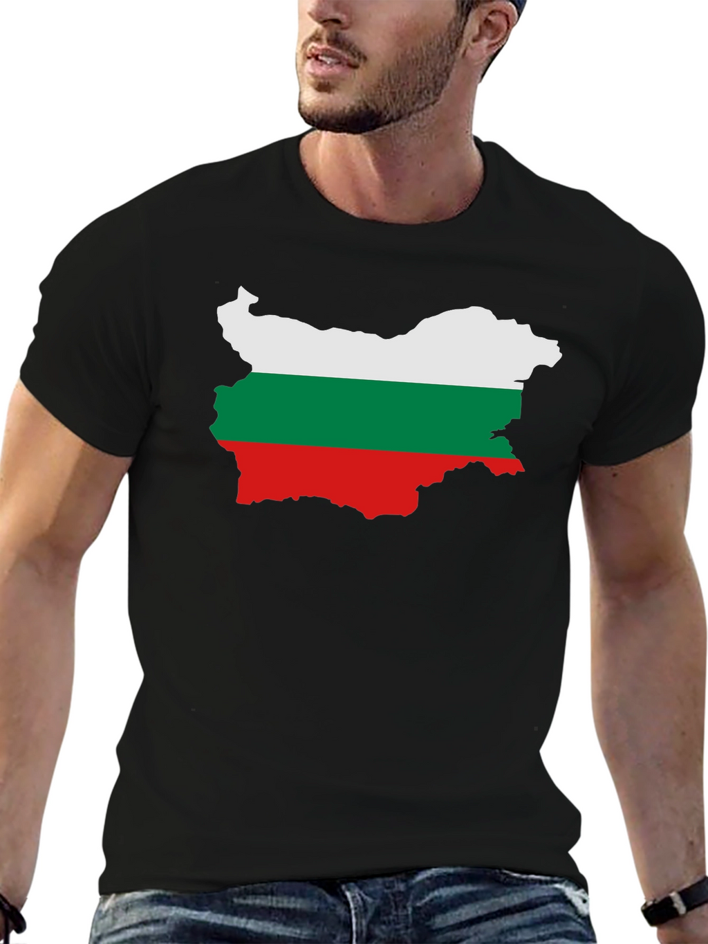 Bulgaria Flag Map Graphic Tee - Black Unisex T-Shirt