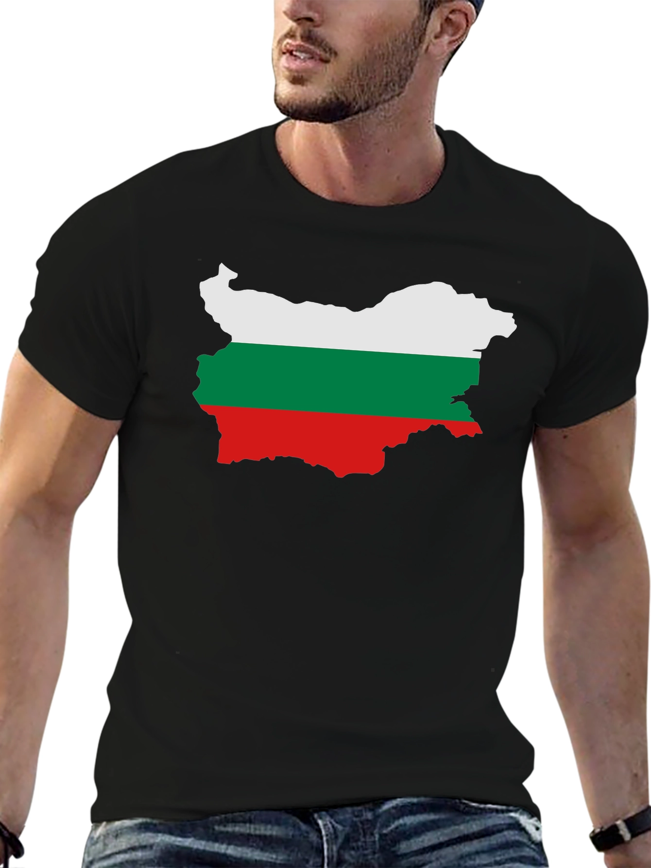 Bulgaria Flag Map Graphic Tee - Black Unisex T-Shirt