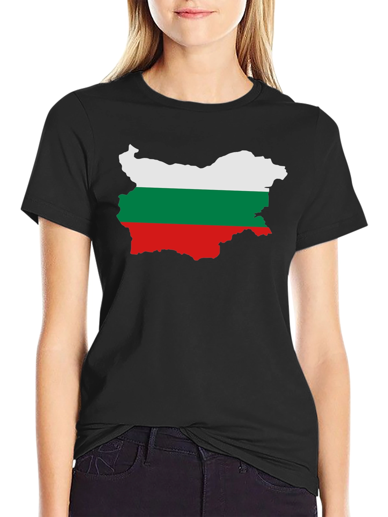 Bulgaria Flag Map Graphic Tee - Black Unisex T-Shirt
