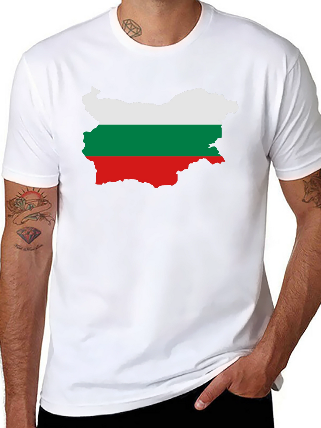 Bulgaria Flag Map Graphic Tee - Black Unisex T-Shirt