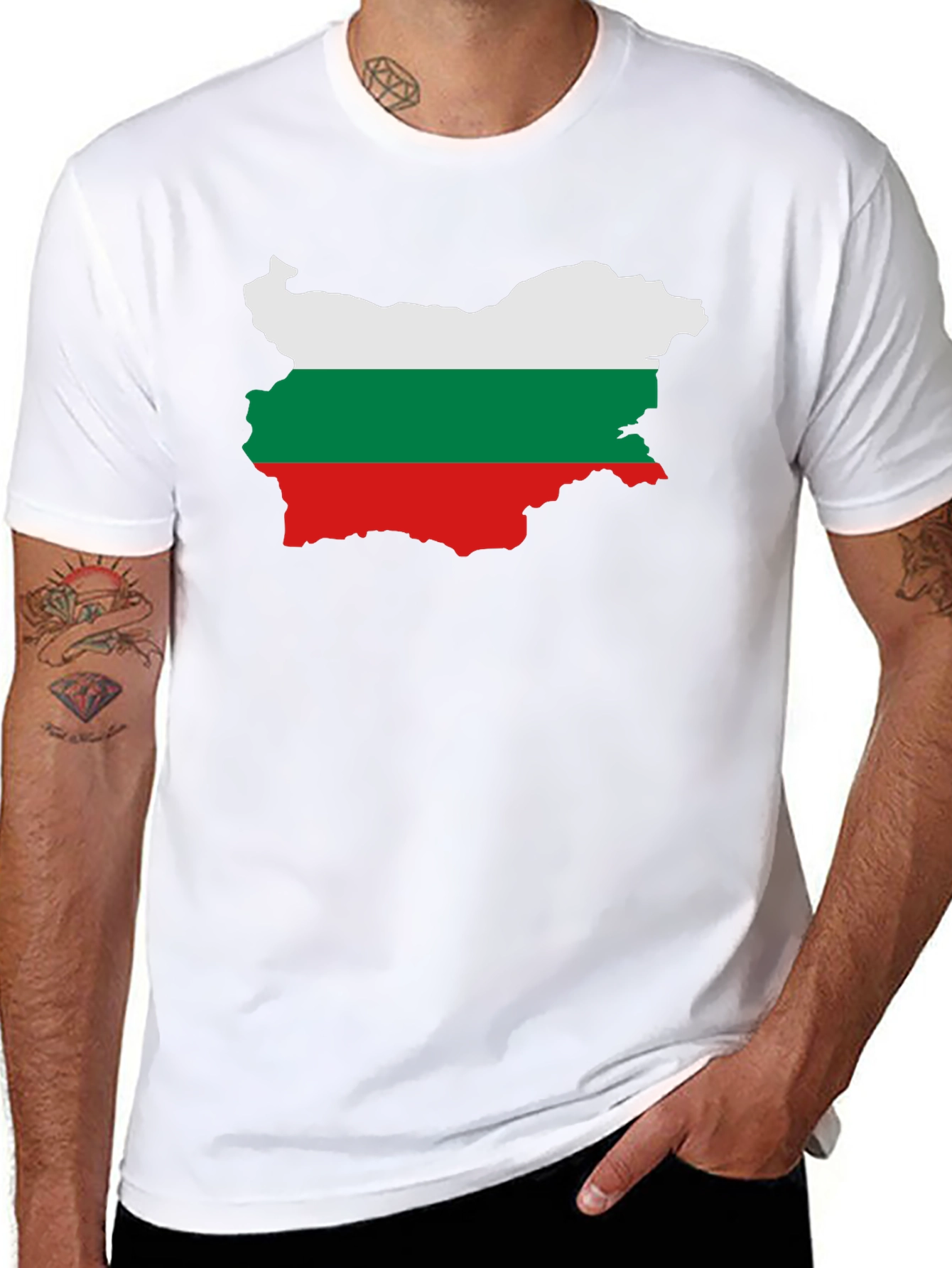Bulgaria Flag Map Graphic Tee - Black Unisex T-Shirt