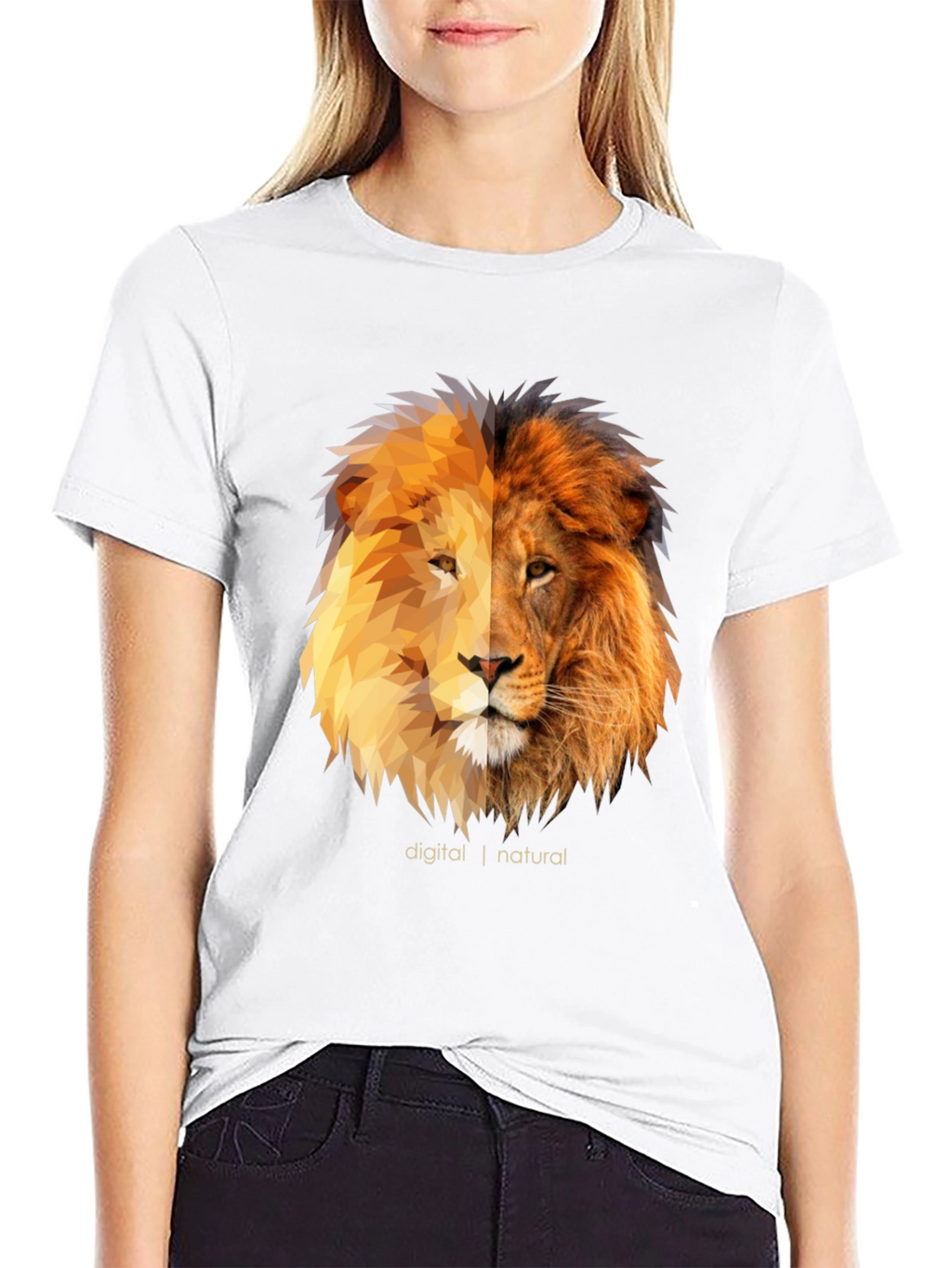 Digital Natural Lion Graphic Tee - Black
