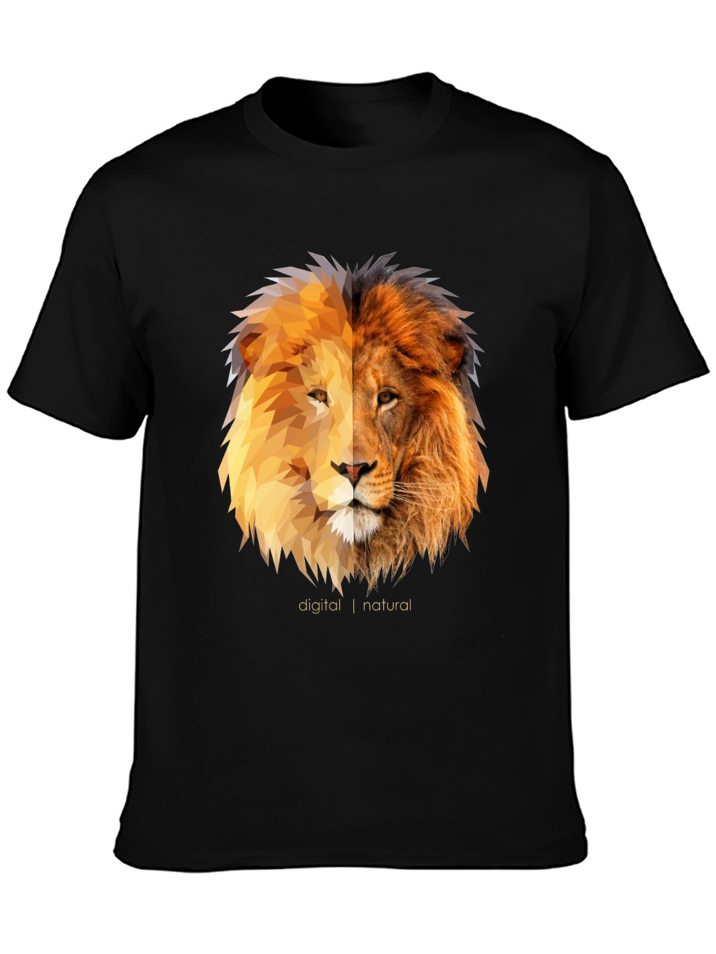 Digital Natural Lion Graphic Tee - Black