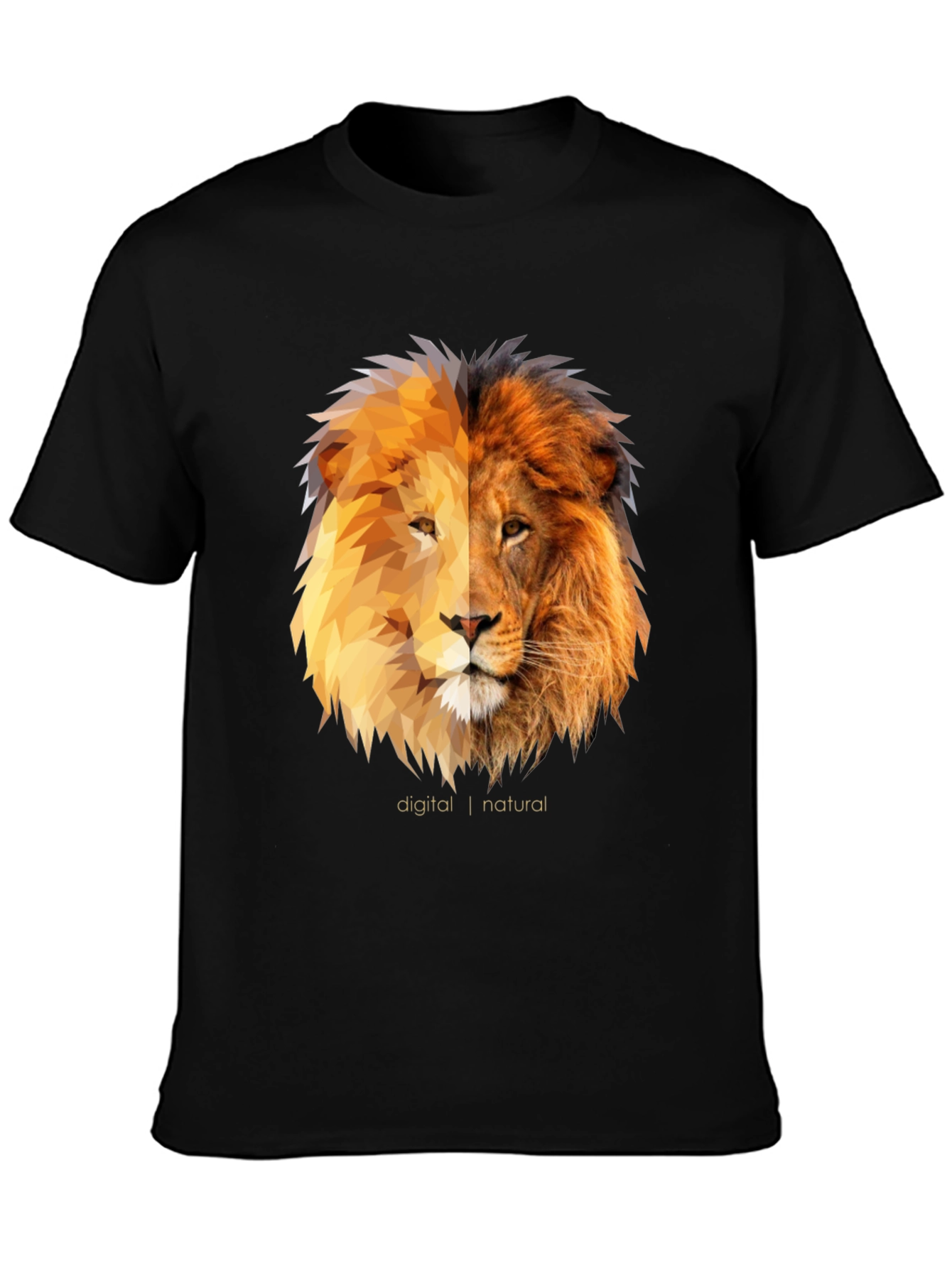 Digital Natural Lion Graphic Tee - Black