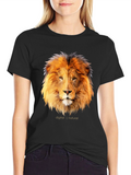 Digital Natural Lion Graphic Tee - Black