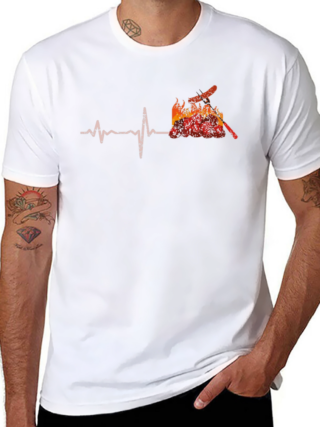 Firefighter Heartbeat Graphic T-Shirt
