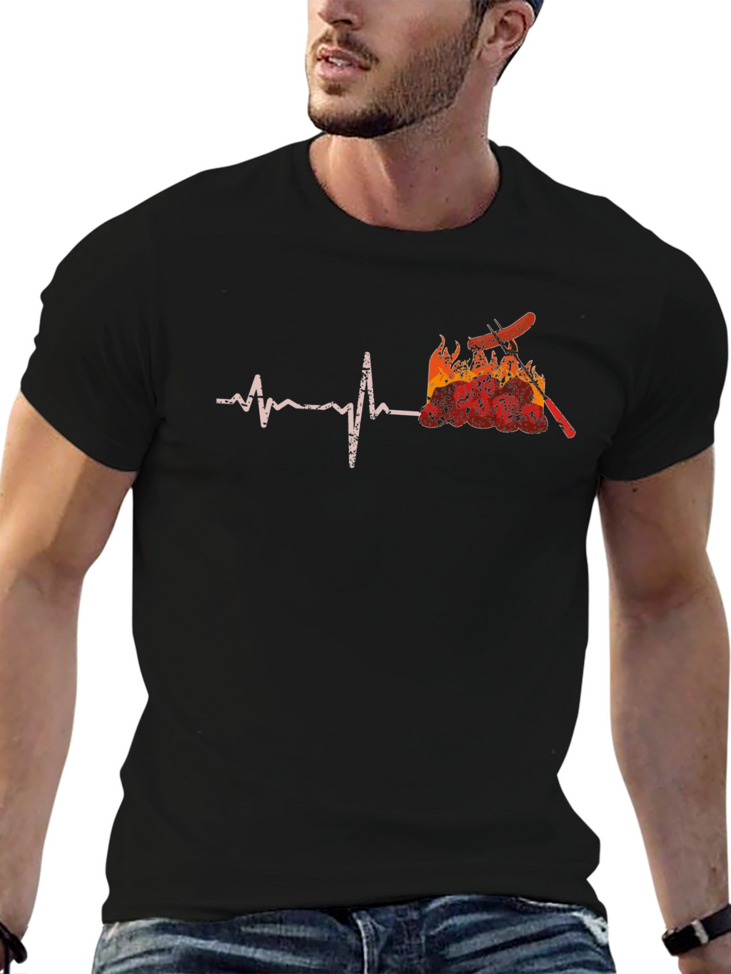 Firefighter Heartbeat Graphic T-Shirt