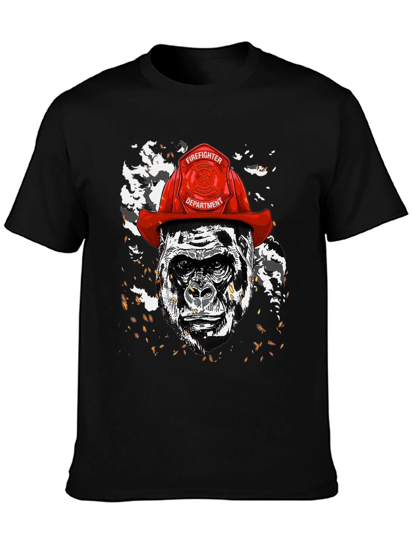 Gorilla Firefighter Graphic T-Shirt - Novelty Design