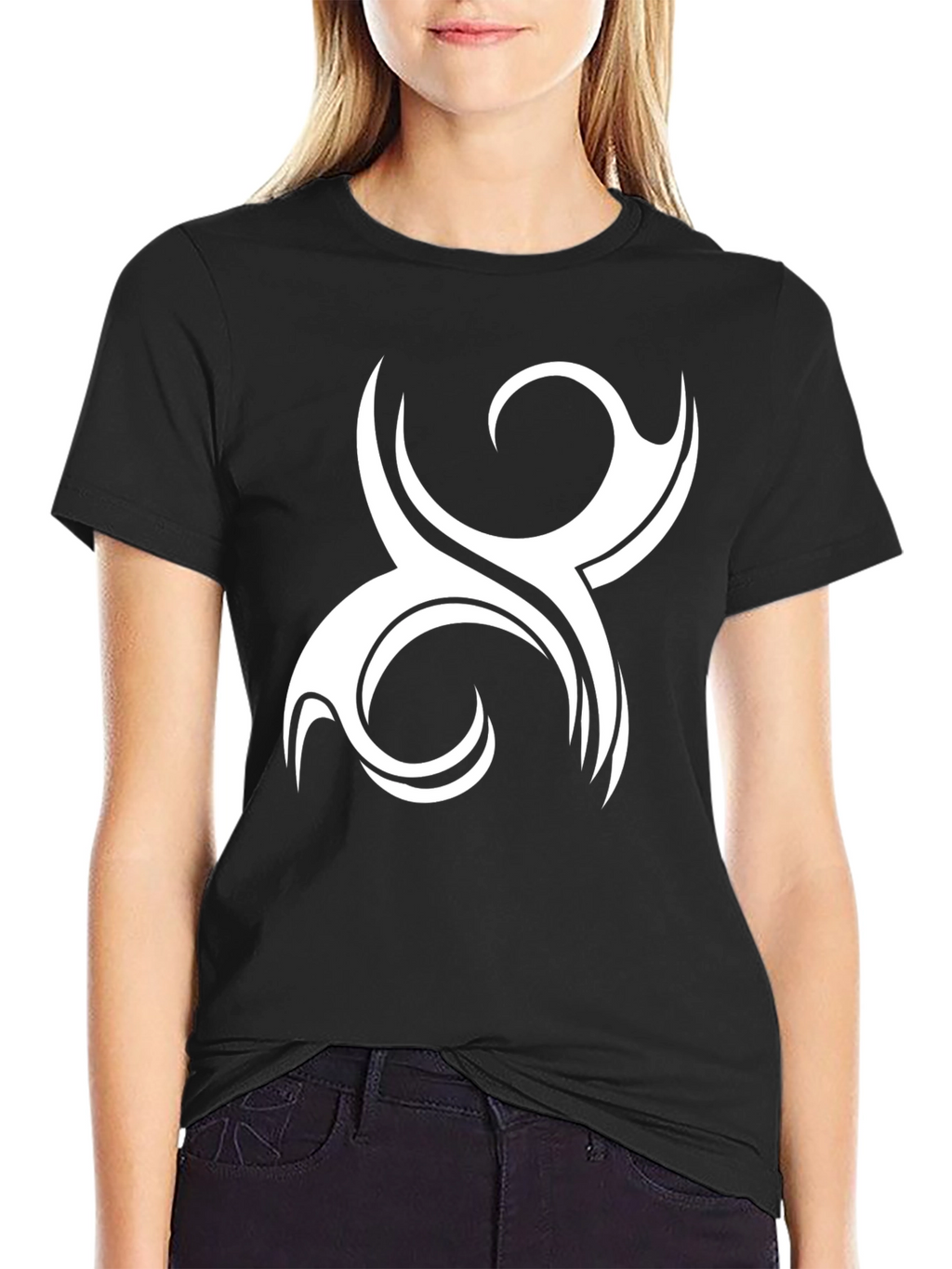 Tribal Swirl Graphic Tee - Black Cotton Comfort