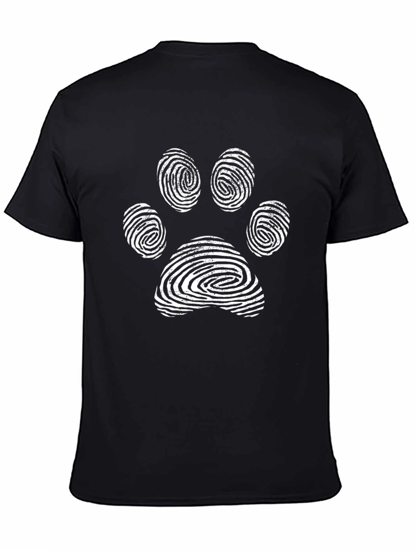 Paw Print Fingerprint Design Black T-Shirt
