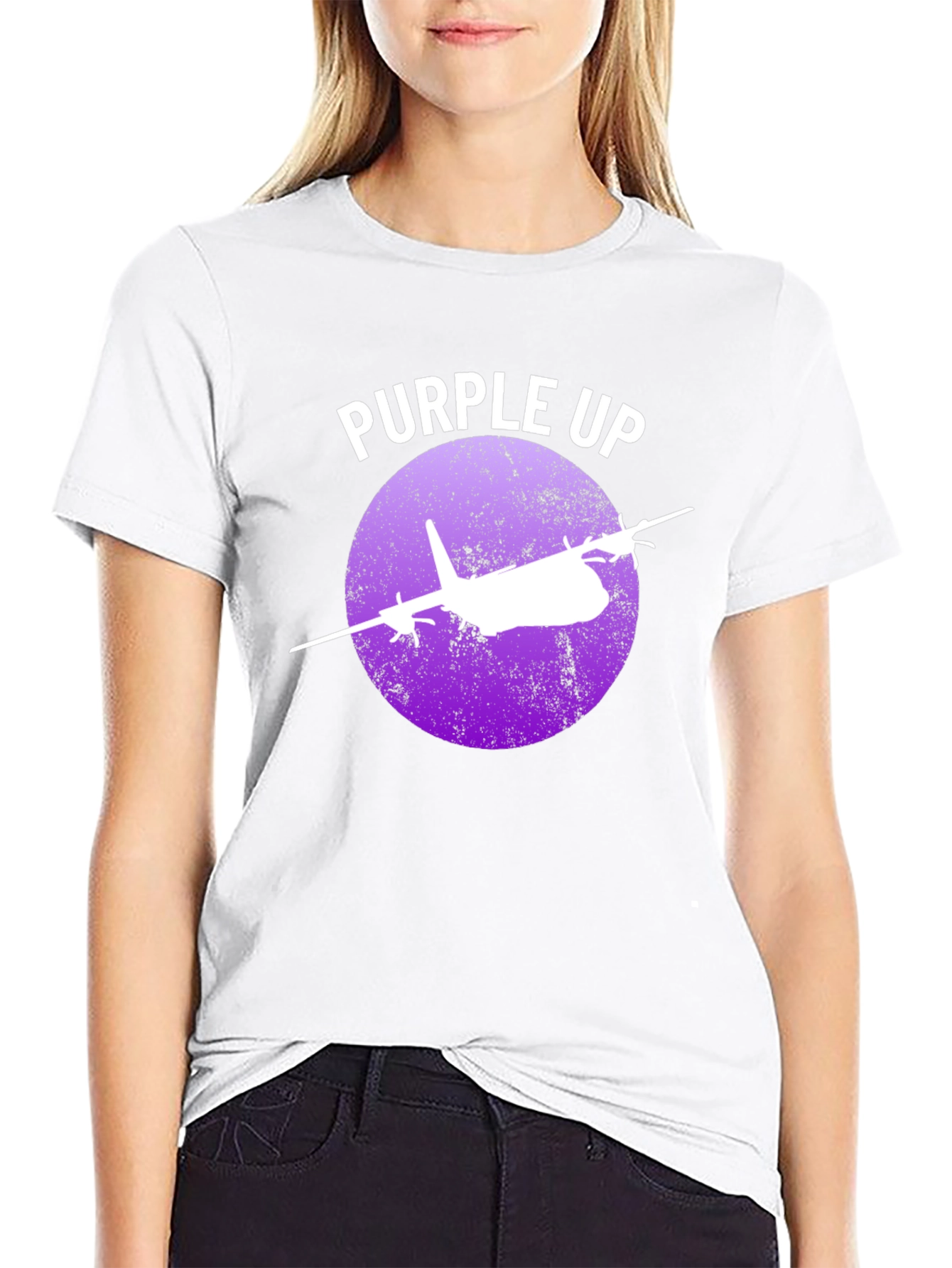 Purple Up Plane Graphic T-Shirt