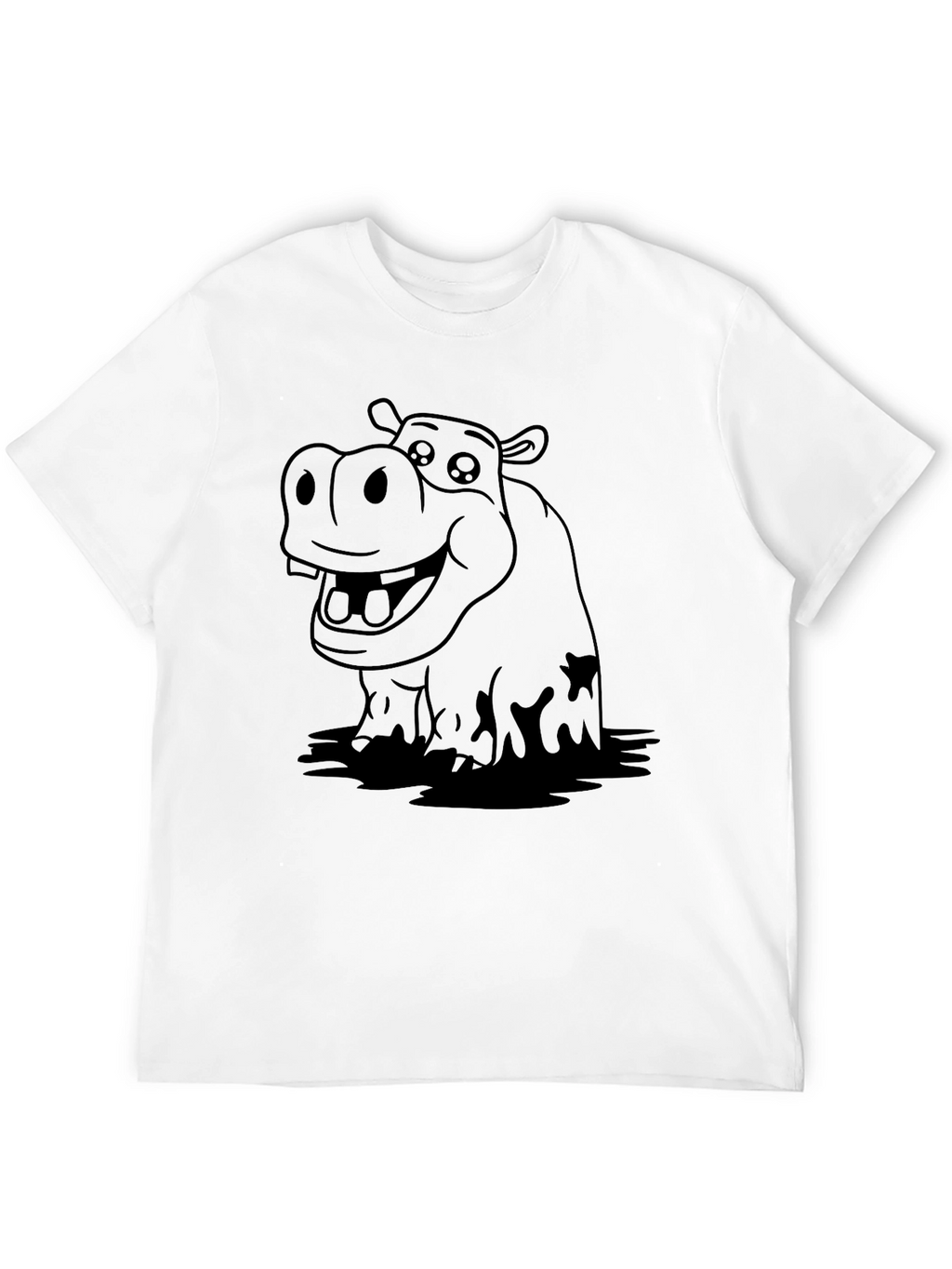 Hippo Graphic Tee - Black Cotton T-Shirt
