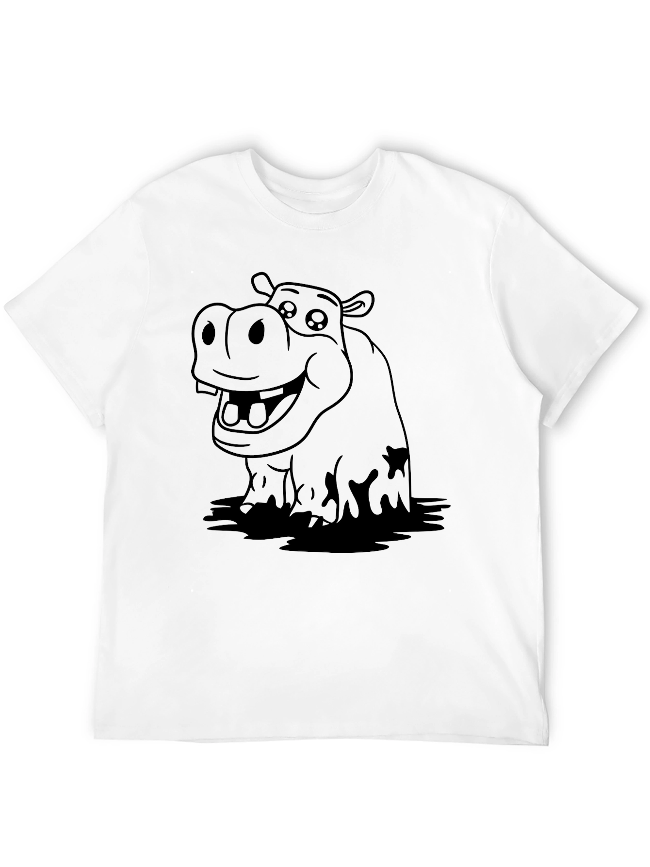 Hippo Graphic Tee - Black Cotton T-Shirt