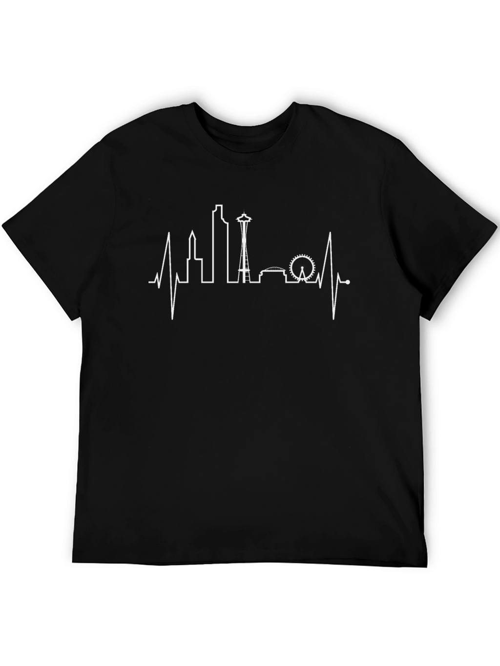 Seattle Skyline Heartbeat Graphic Tee - Black