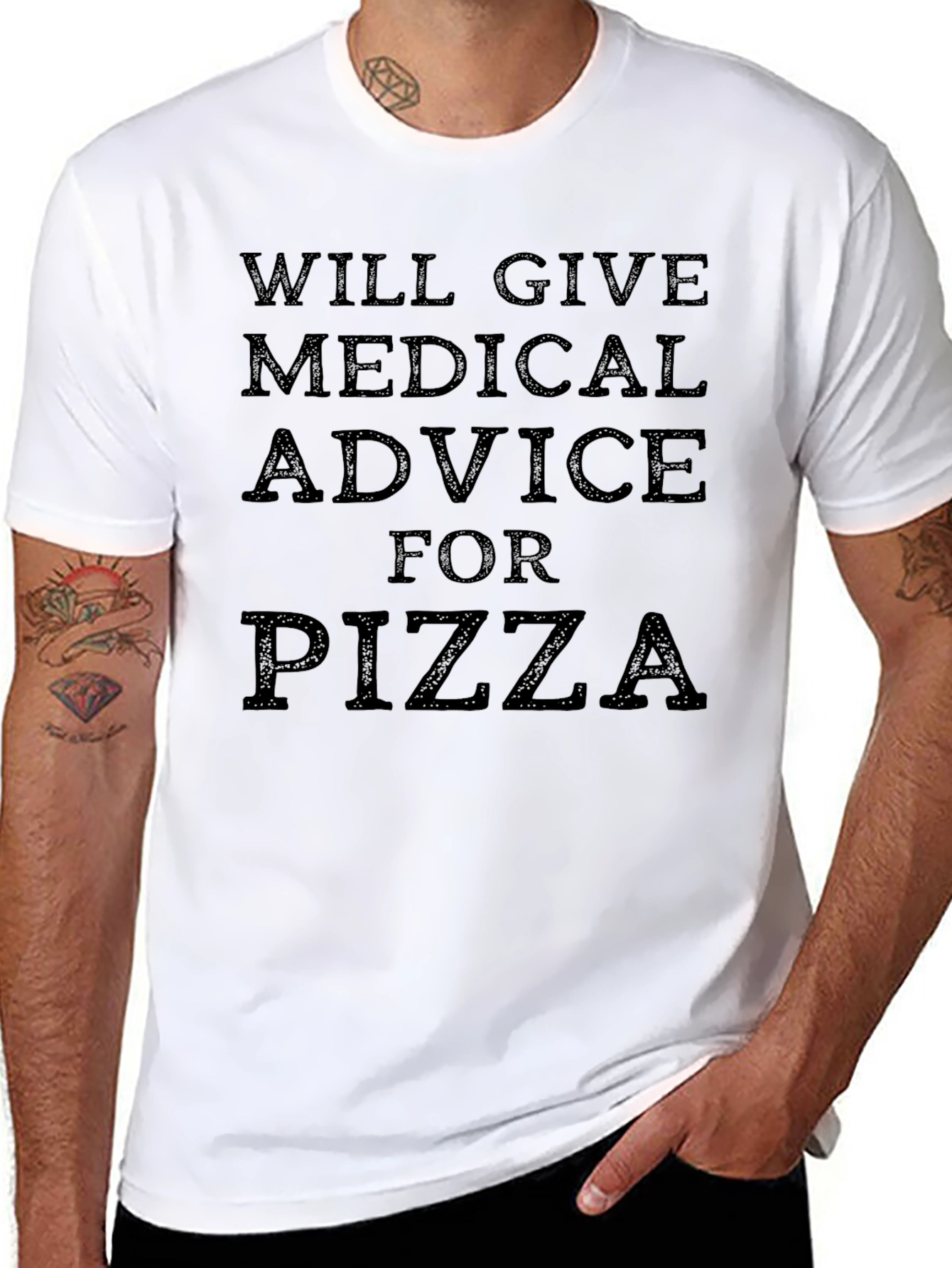 Medical Advice for Pizza Black T-Shirt