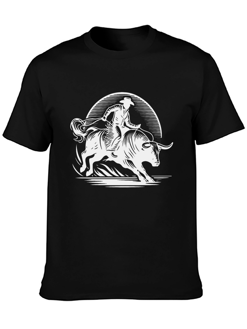 Cowboy Bull Riding Graphic Tee - Black