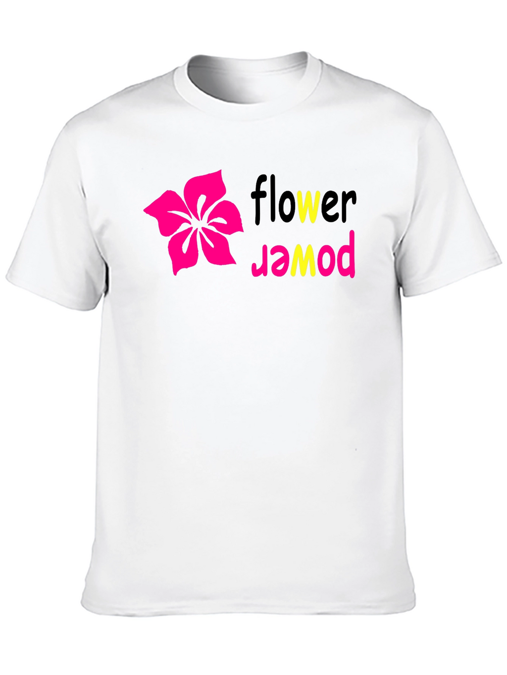 Flower Power Graphic Tee - Black Cotton T-Shirt