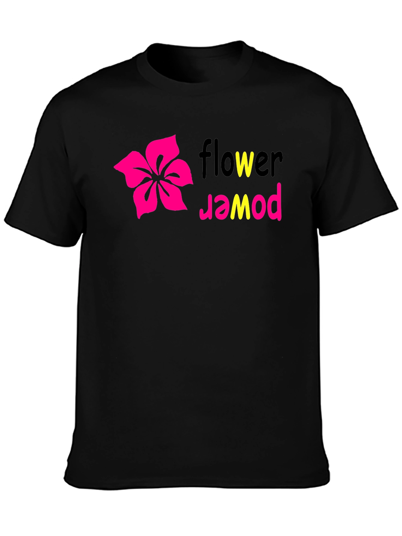 Flower Power Graphic Tee - Black Cotton T-Shirt