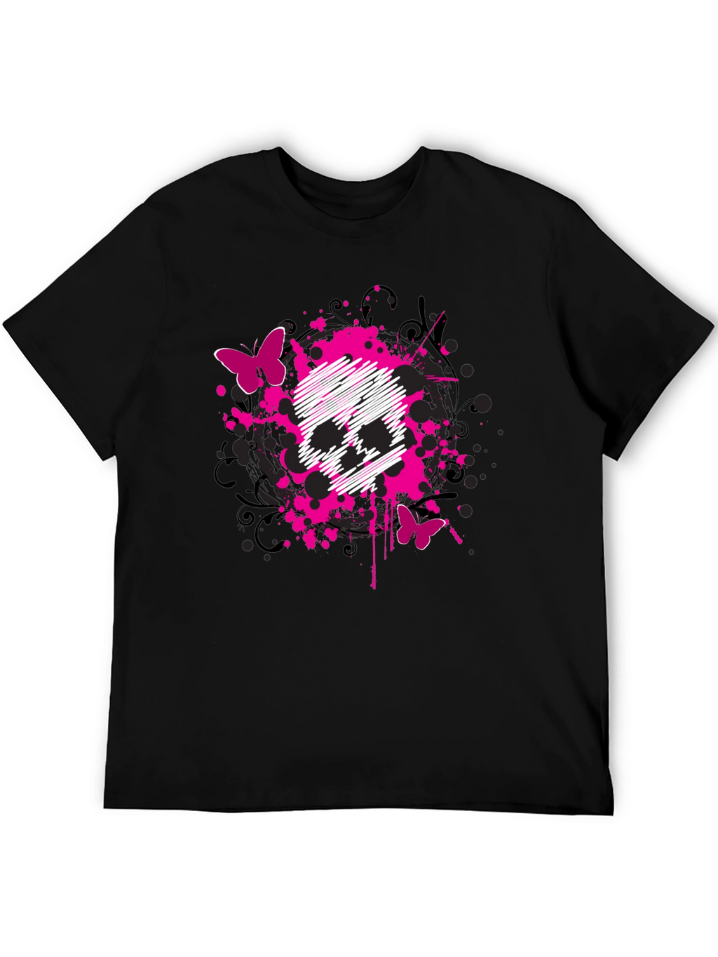 Skull & Butterfly Graphic Print T-Shirt