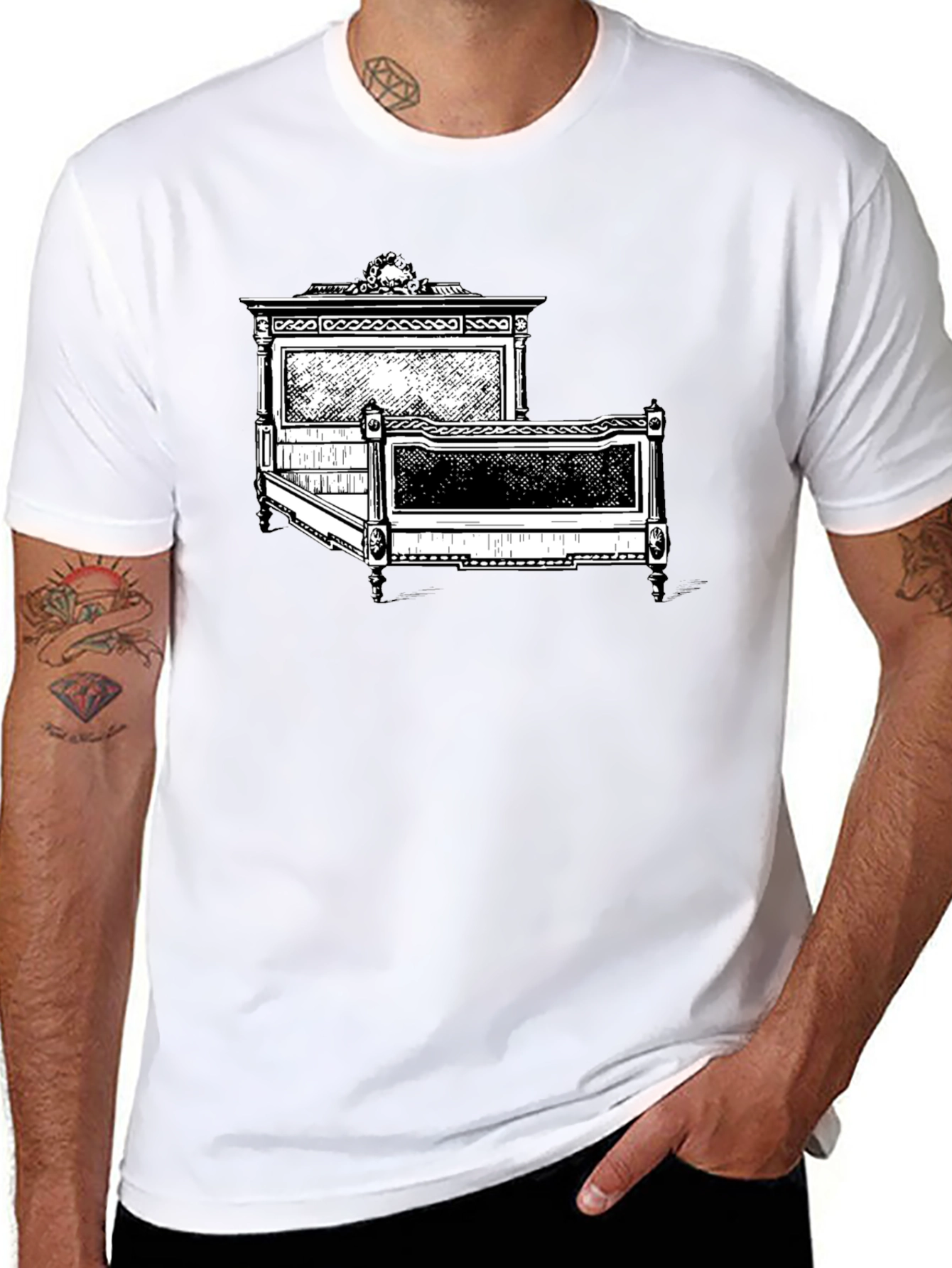 Antique Bed Graphic Tee - Stylish Comfort