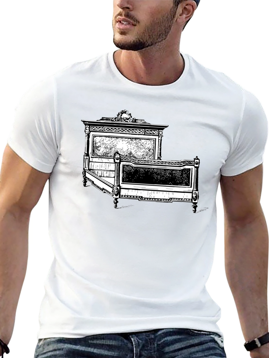 Antique Bed Graphic Tee - Stylish Comfort