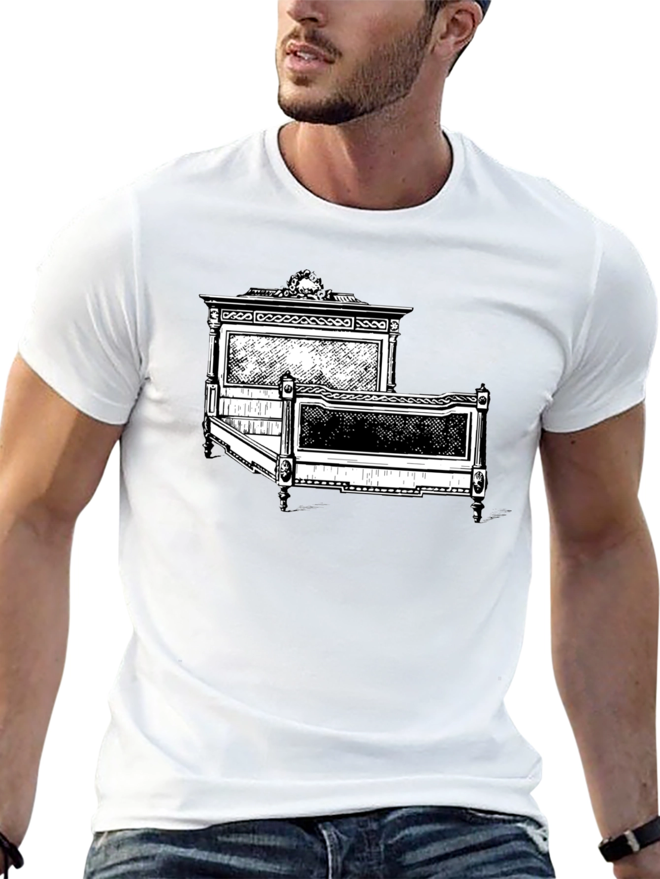 Antique Bed Graphic Tee - Stylish Comfort